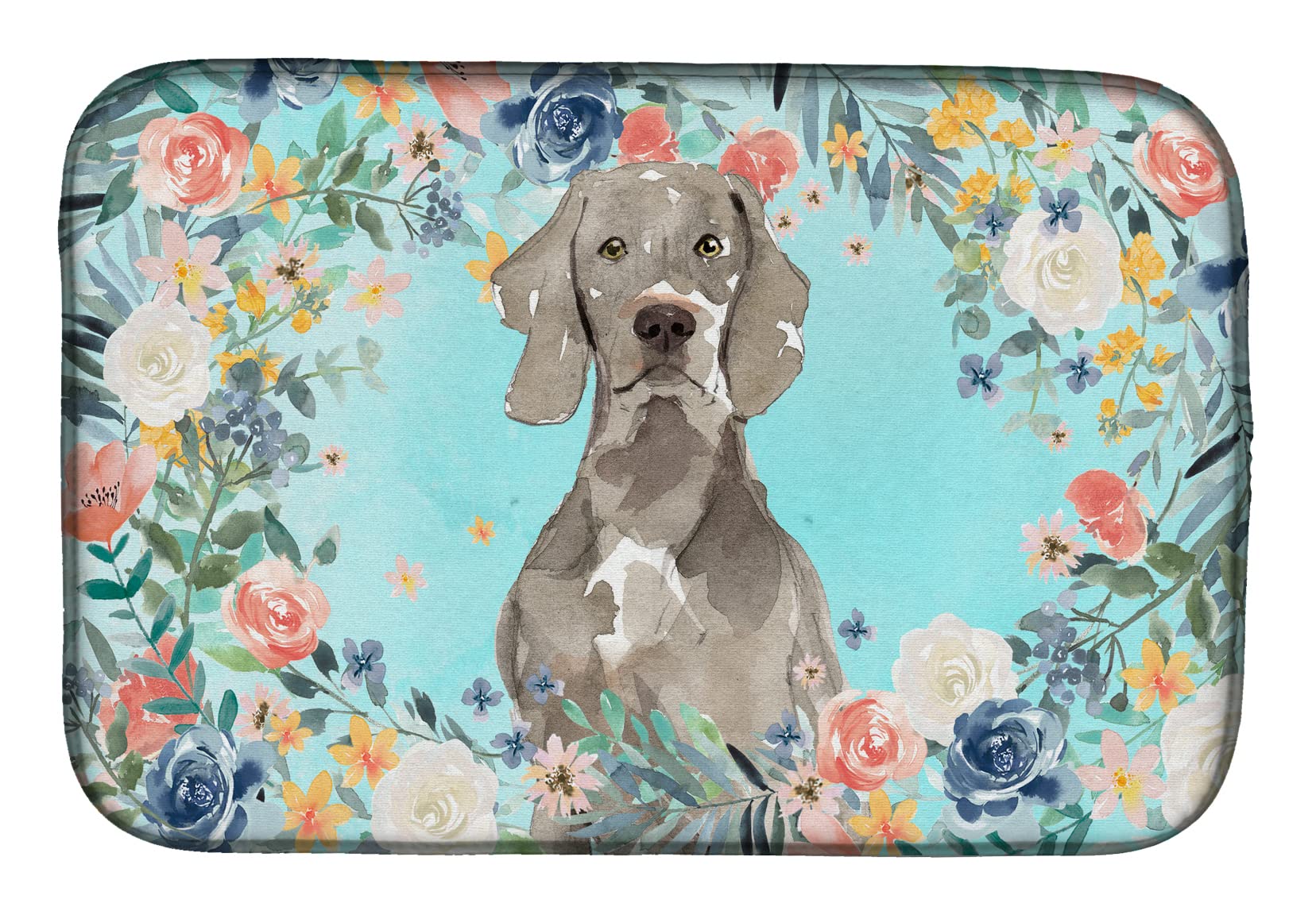 Weimaraner Dog Themed Absorbent Dish Drying Mat - 14x21 Inch Multicolor Kitchen Counter Pad | Perfect for Drying Dishes, Protecting Countertops & Adding Pet Lover Decor