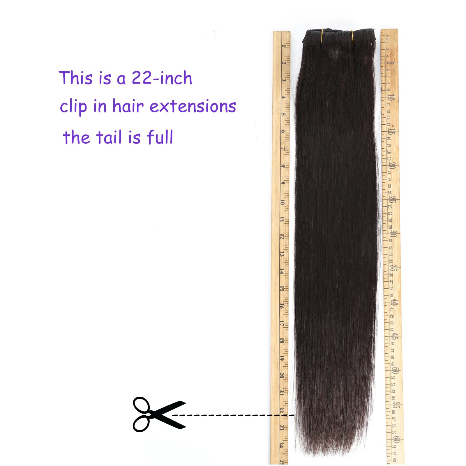 9pcs 22inch Clip in Human Hair Extensions - 130g Dark Brown Remy Hair, Straight & Soft Natural Hair Extensions for Thickening & Styling | Perfect for Parties, Weddings & Daily Wear