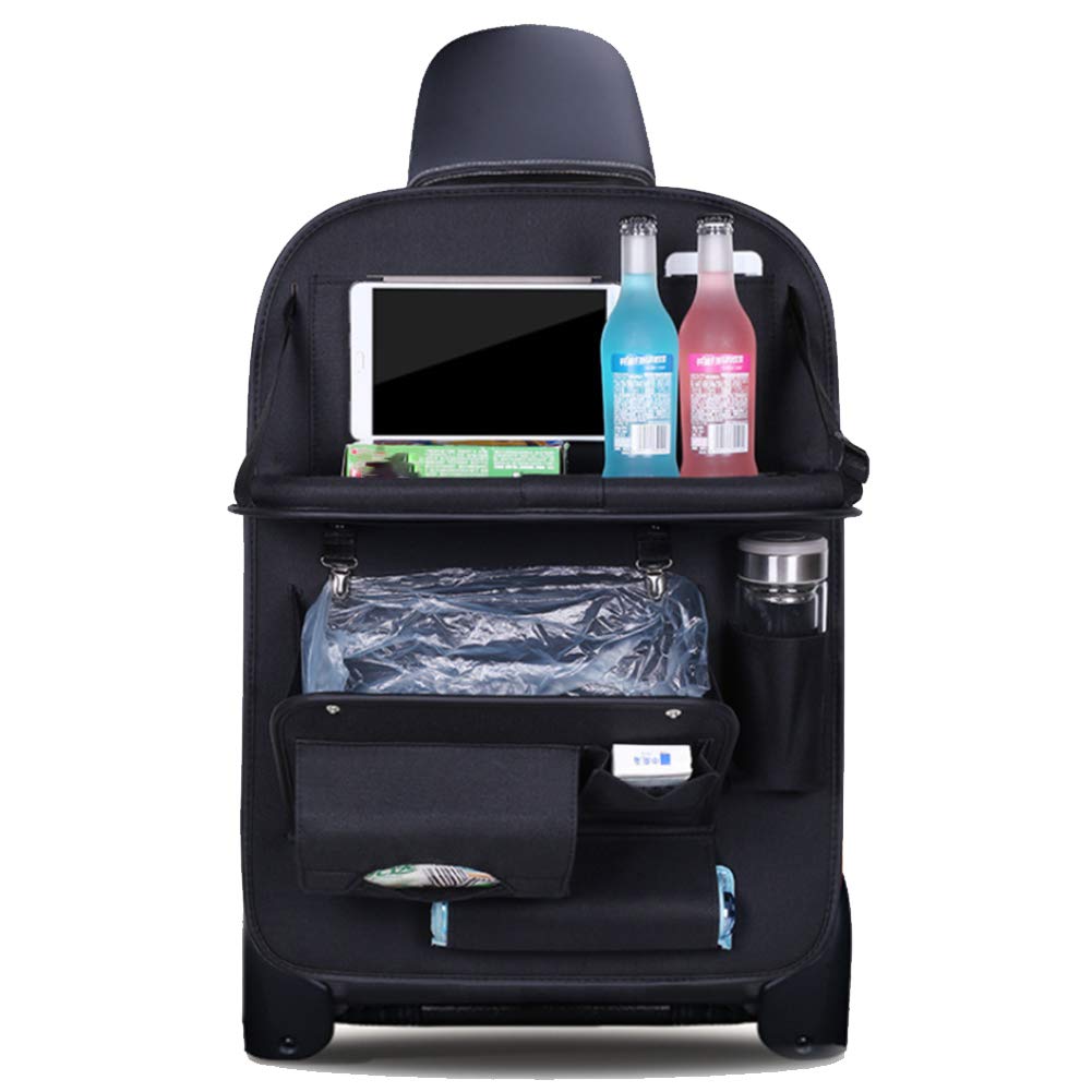 Kids Car Organizer Backseat - Waterproof Large Capacity Non-Slip Back Seat Organizer with Storage for Road Trips (2 Pack, Black) | Perfect for Toys, Snacks & Travel Essentials in SUV, Minivan or Sedan