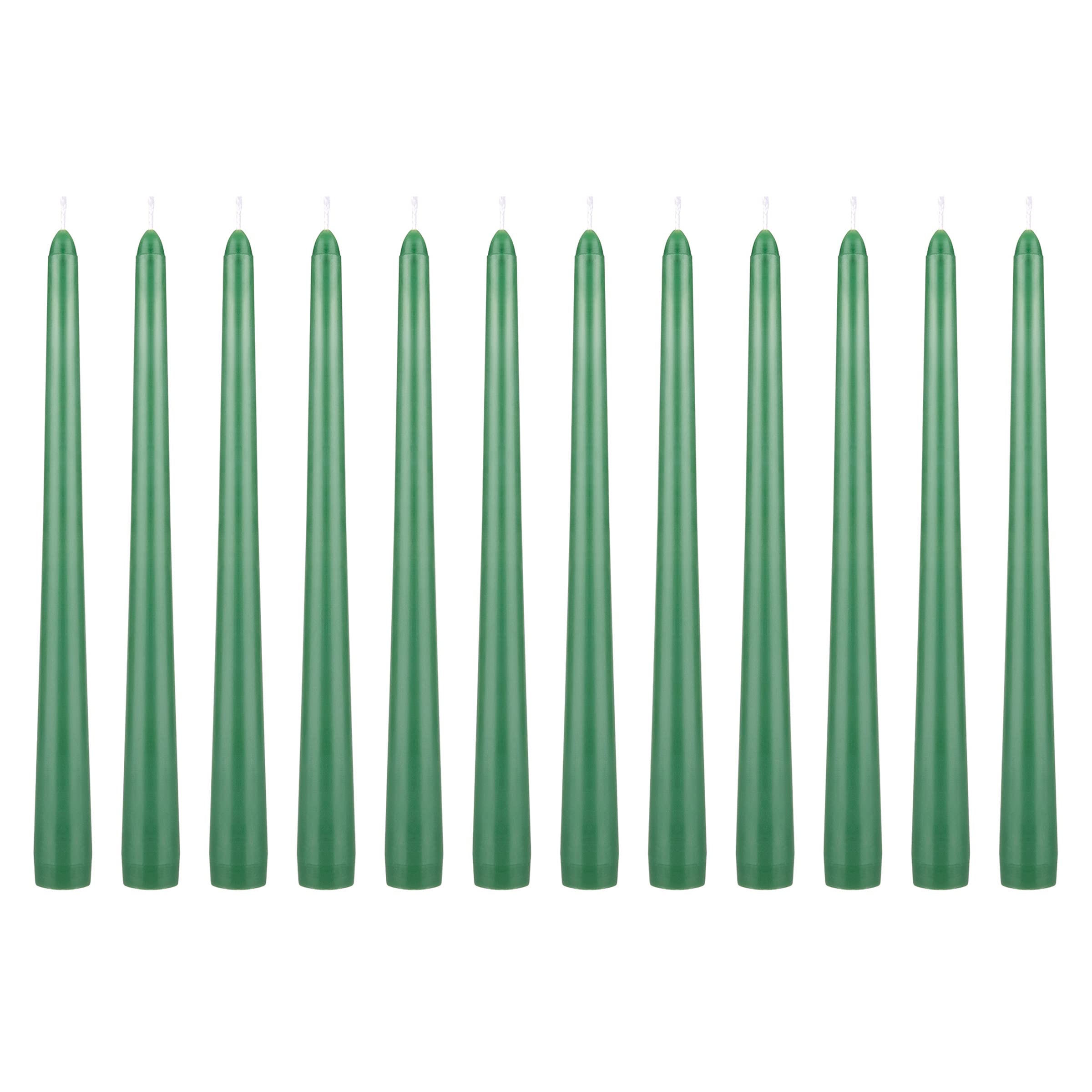 Premium 12-Pack Unscented Green Taper Candles - 10 Inch Hand-Poured Wax Candles for Weddings, Birthdays & Home Decor | Elegant Centerpieces for Romantic Events & Celebrations | Fits Standard 7/8 Inch Candle Holders