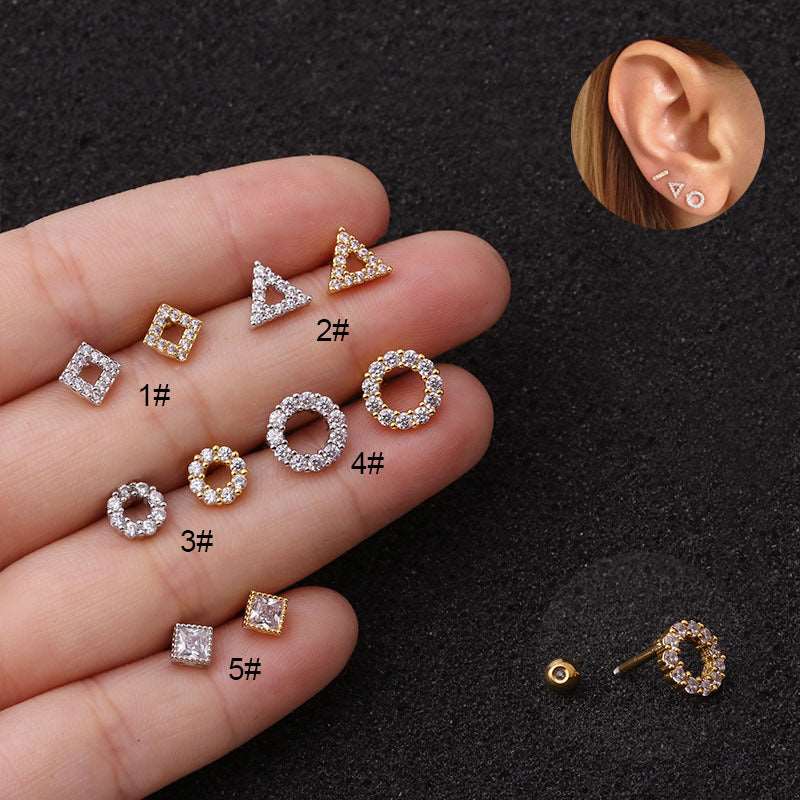 16G Triangle Round Cartilage Sleeper Earrings - Hypoallergenic Surgical Steel Piercing Jewelry for Helix, Tragus, and Conch - Perfect for Everyday Wear and Nighttime Comfort