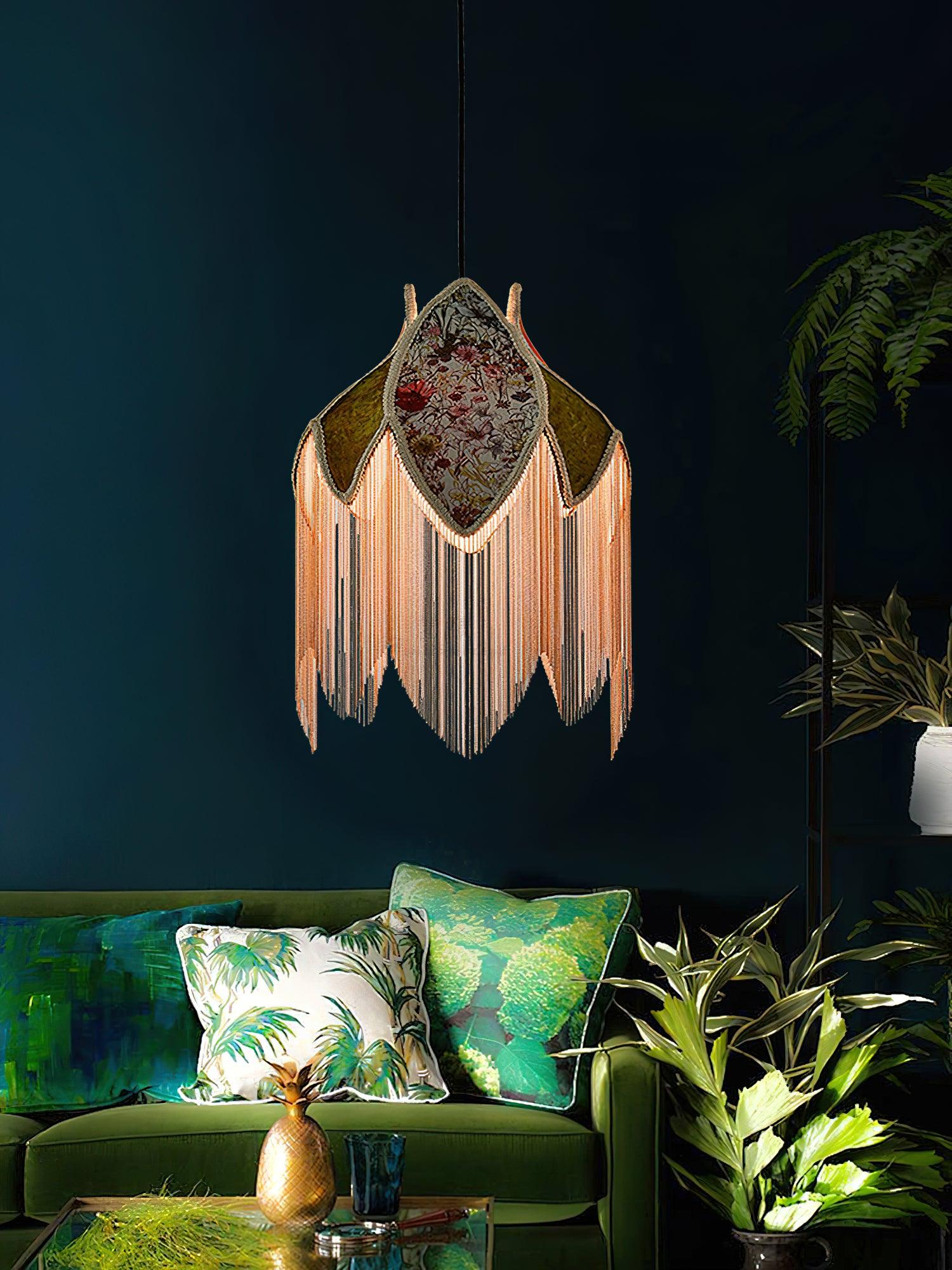 Bette Fringed Pendant Lamp - Modern Boho Chandelier Lighting for Living Room, Bedroom & Dining Room Decor