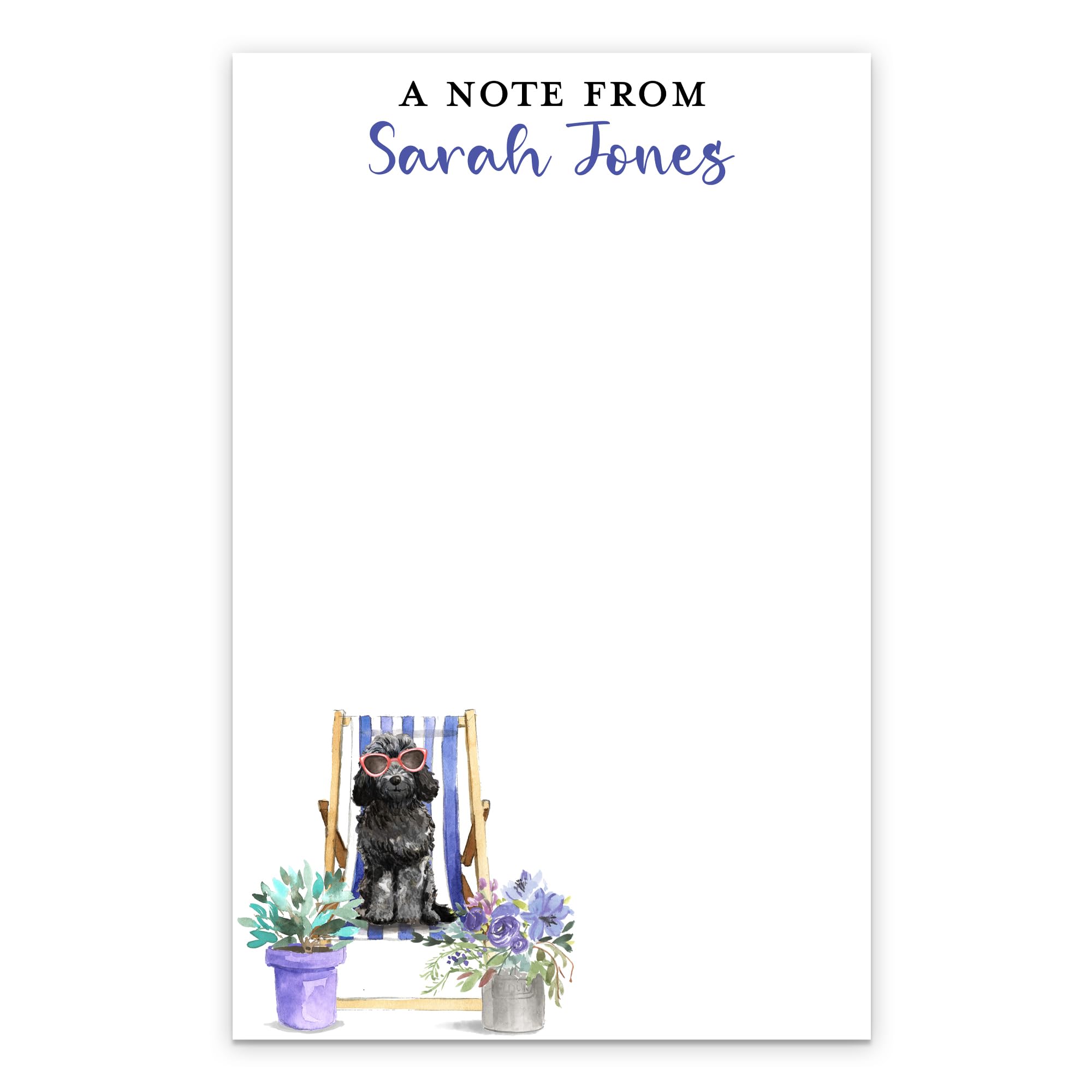 **Personalized Black Cockapoo Notepad with Name - Custom Dog Stationery for Cockapoo Lovers, Trainers, Groomers & Vets - Watercolor Design - Perfect for Notes, Gifts & Pet Care Planning**
