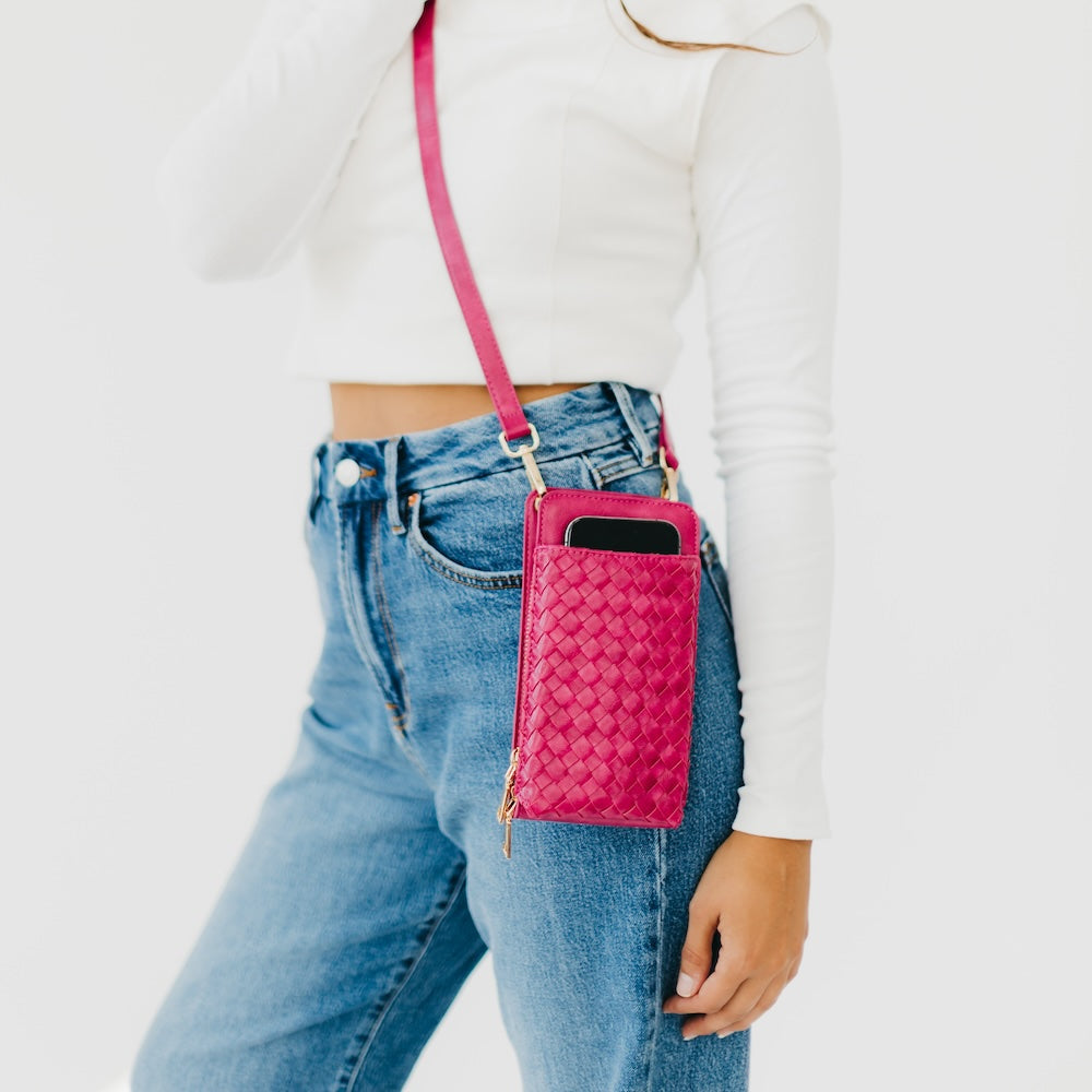 Dual Purpose Woven Phone Bag - Crossbody & Waist Pack for Travel, Hiking, and Everyday Use