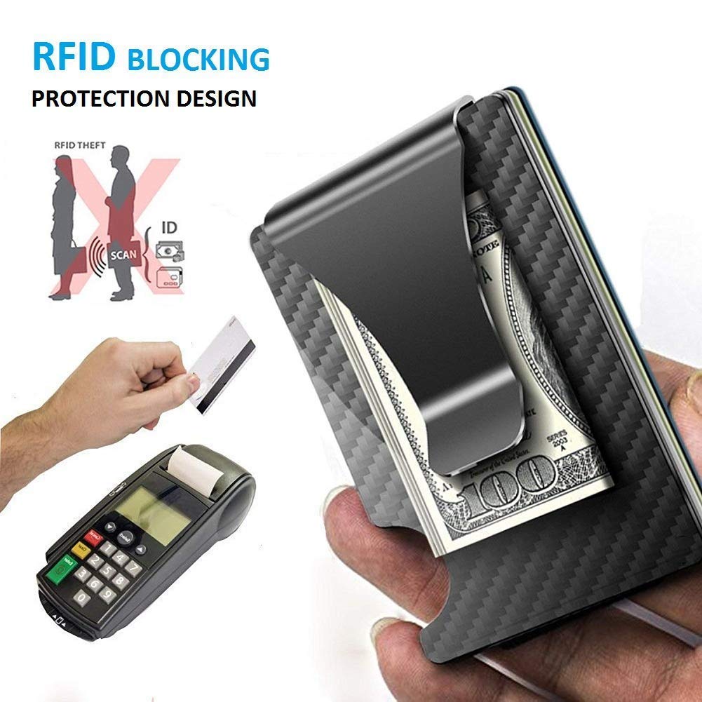 Dlife Aluminum Alloy Slim RFID Blocking Wallet for Men - Credit Card Holder with Money Clip & Elastic Band, Secure Black Minimalist Wallet (Perfect for Travel, Business & Everyday Carry)