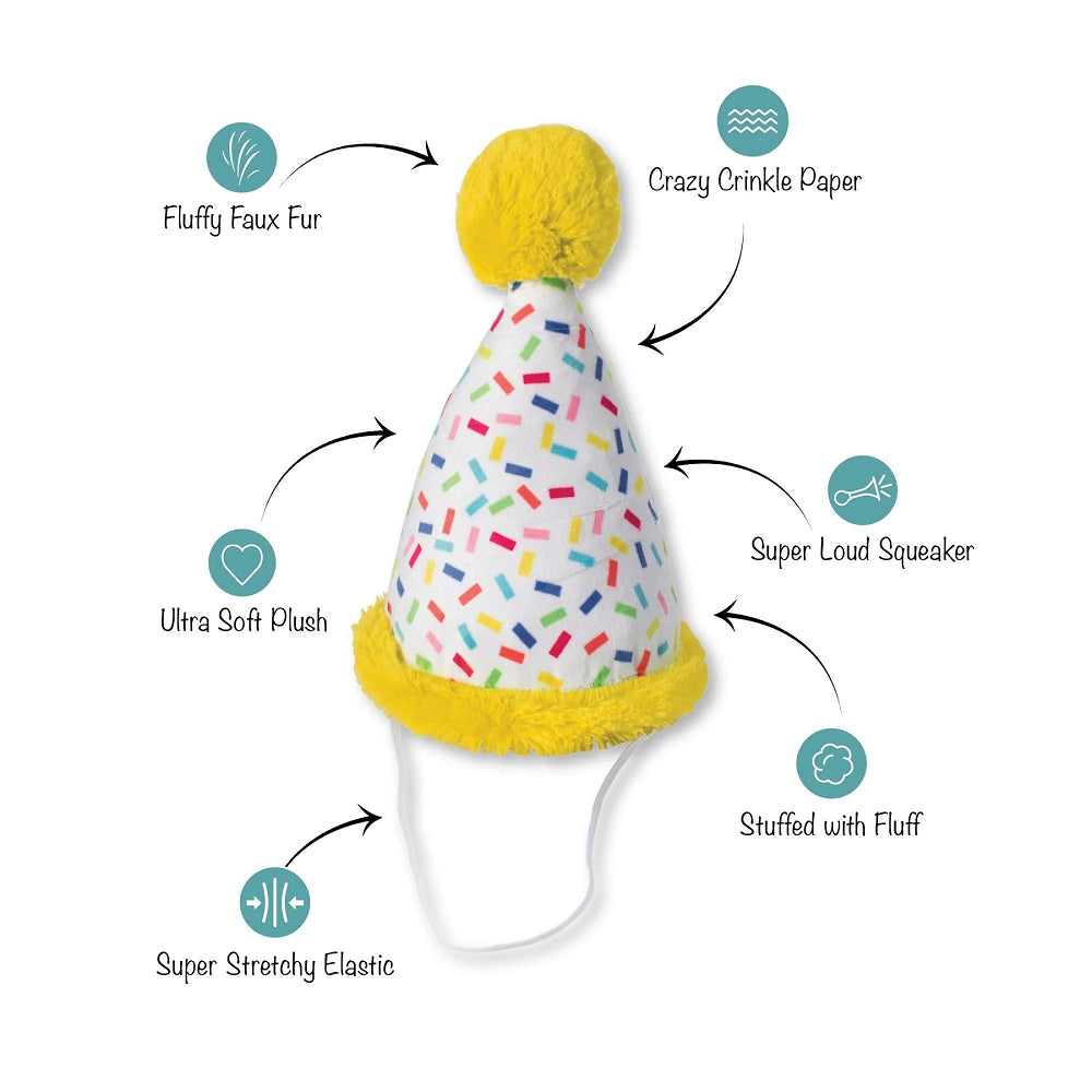 Birthday Hat Dog Plush Toy - Cute Stuffed Animal for Pet Birthday Parties & Dog Lovers Gift | Perfect for Celebrations, Photo Props & Home Decor