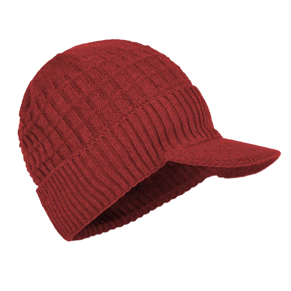 Winter Waffle Knit Beanie Hat with Brim - Fleece Lined Unisex Toboggan Ski Cap for Men & Women - Perfect for Skiing, Snowboarding & Cold Weather Outdoor Activities