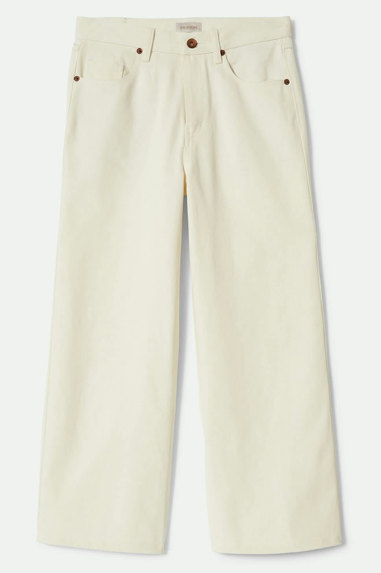 Margo Cropped 5 Pocket Pants for Women - High Waisted Casual Trousers in Off White | Perfect for Work, Travel & Everyday Wear