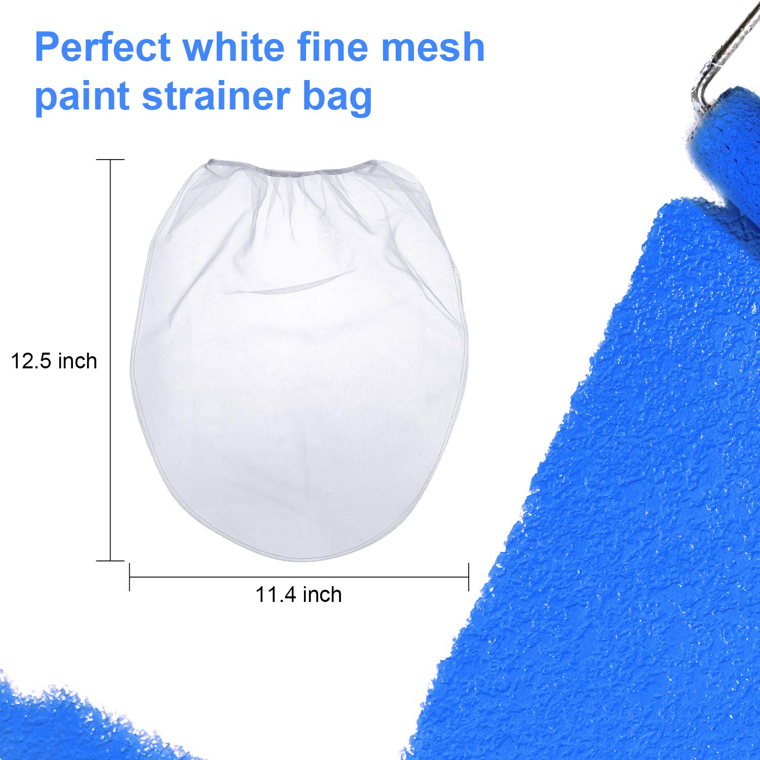 Premium White Fine Mesh Paint Strainer Bags - 1 Gallon Elastic Opening Bucket Filters (20 Pack) for Hydroponic Gardening, Painting Projects & DIY Home Improvement