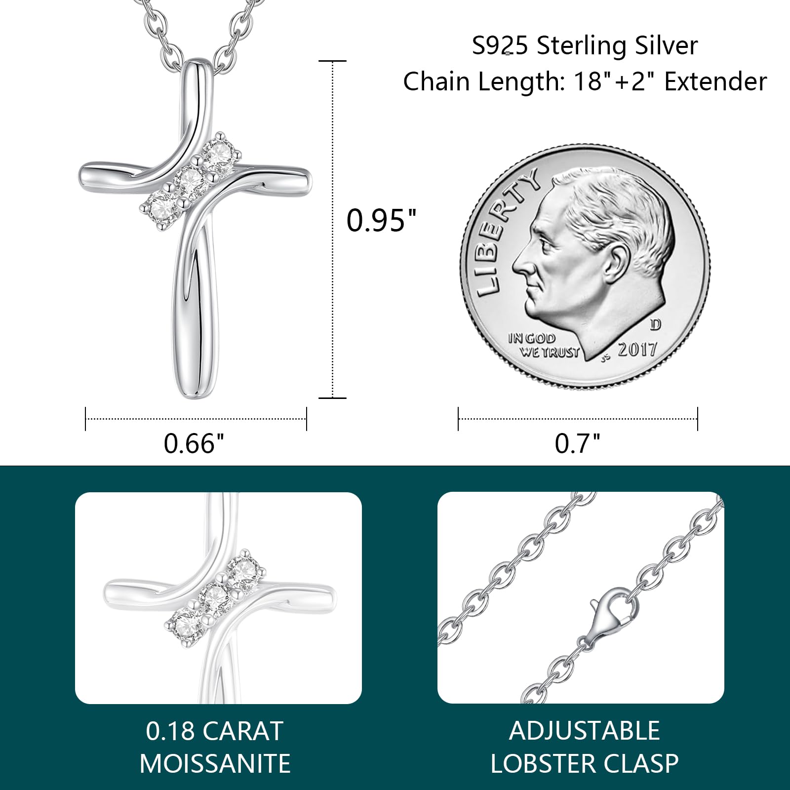 Moissanite Necklace for Women - 925 Sterling Silver Plated with 18K White Gold Pendant - Elegant Valentine's Day Gift for Her - Perfect for Anniversaries, Weddings & Special Occasions