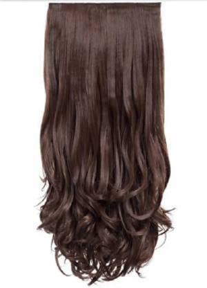 24 Inch Abrish Natural Light Brown with Golden Touch Curly/Wavy Hair Extensions - 5 Clip High Temperature Synthetic Hair Weft for Women | Silky Soft Heat Resistant Hairpiece for Daily Wear, Parties & Special Occasions
