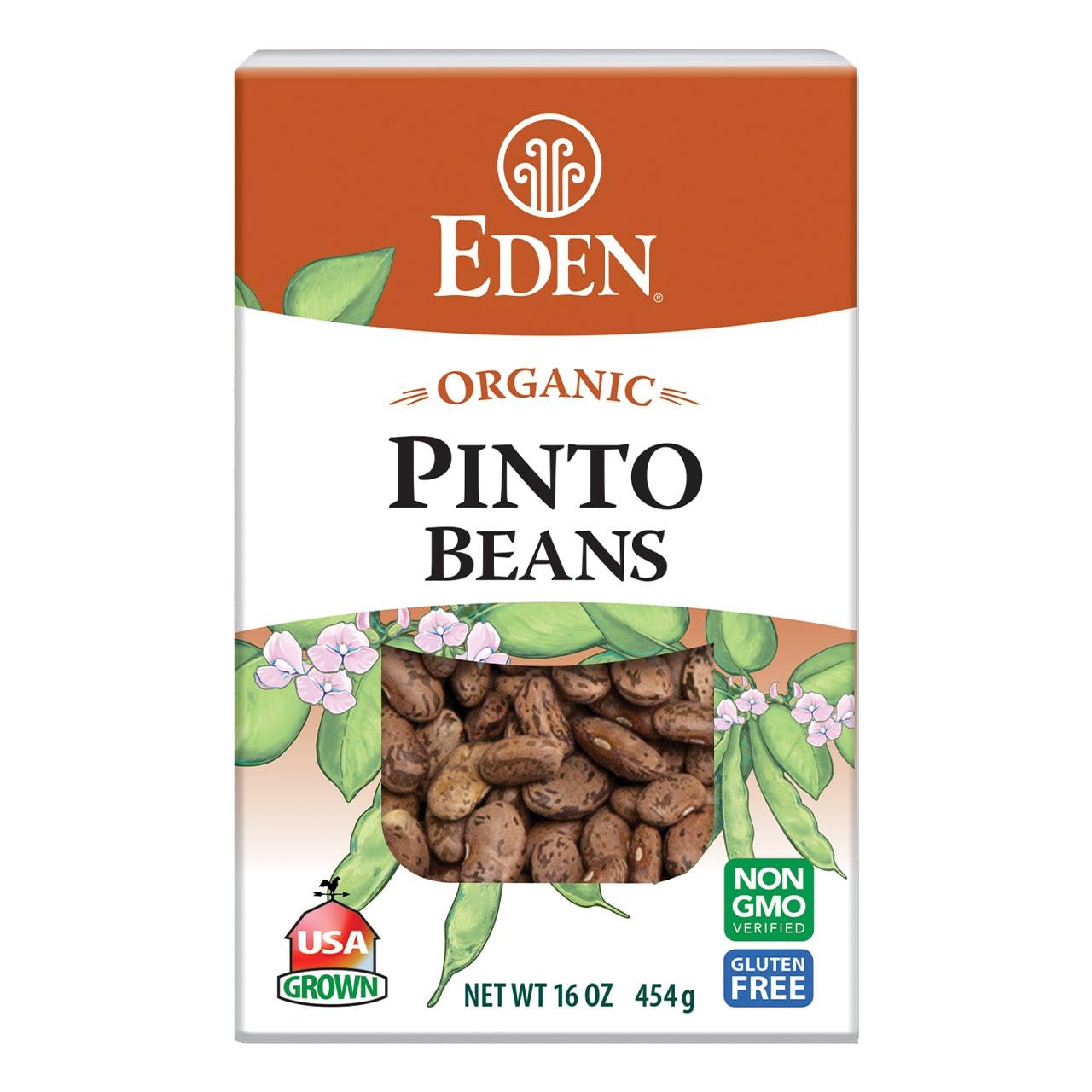 Eden Foods Organic Dry Pinto Beans - Gluten Free, Non-GMO, 16 Oz (Pack of 12) - Perfect for Healthy Cooking, Mexican Dishes & Meal Prep