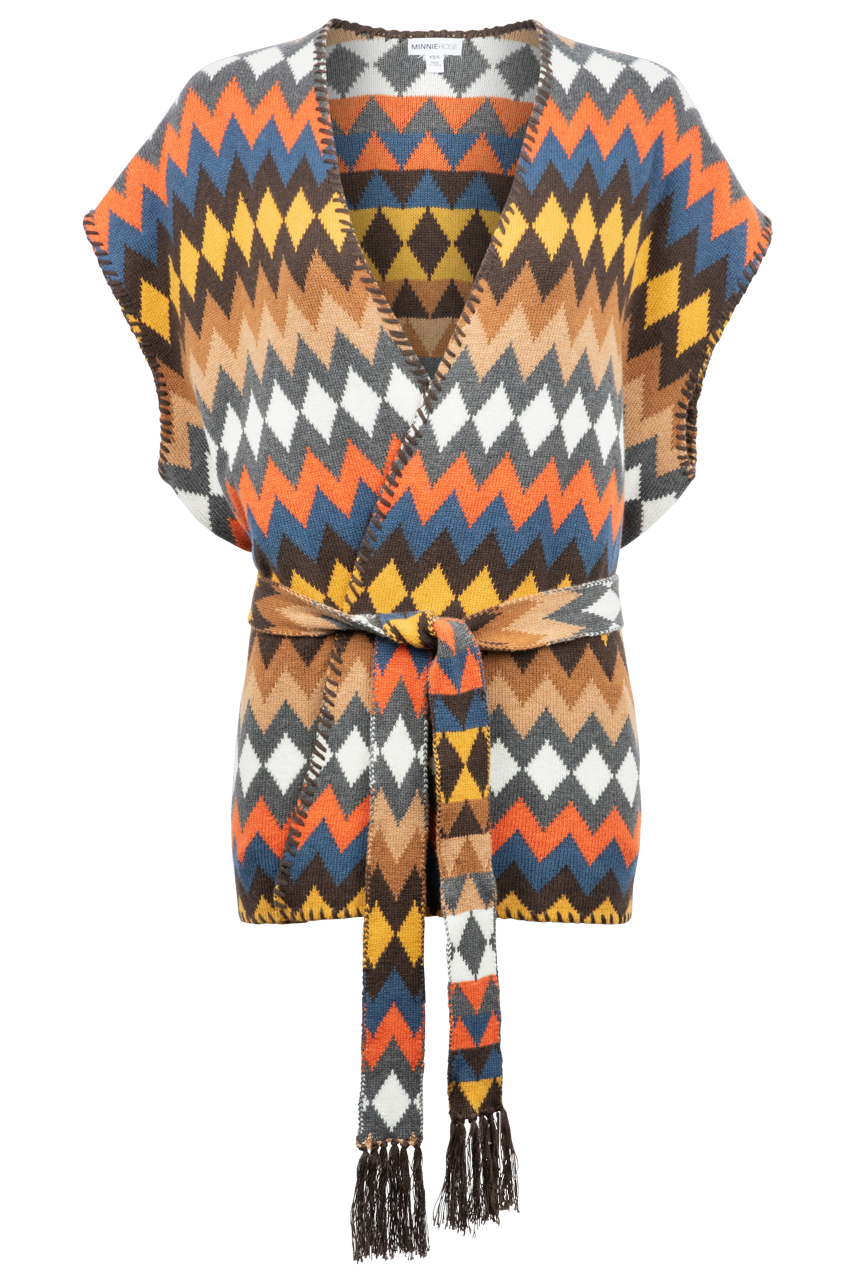Minnie Rose Women's Multi-Colored Knit Cardigan Sweater - Cozy & Stylish for Fall, Winter & Casual Outfits