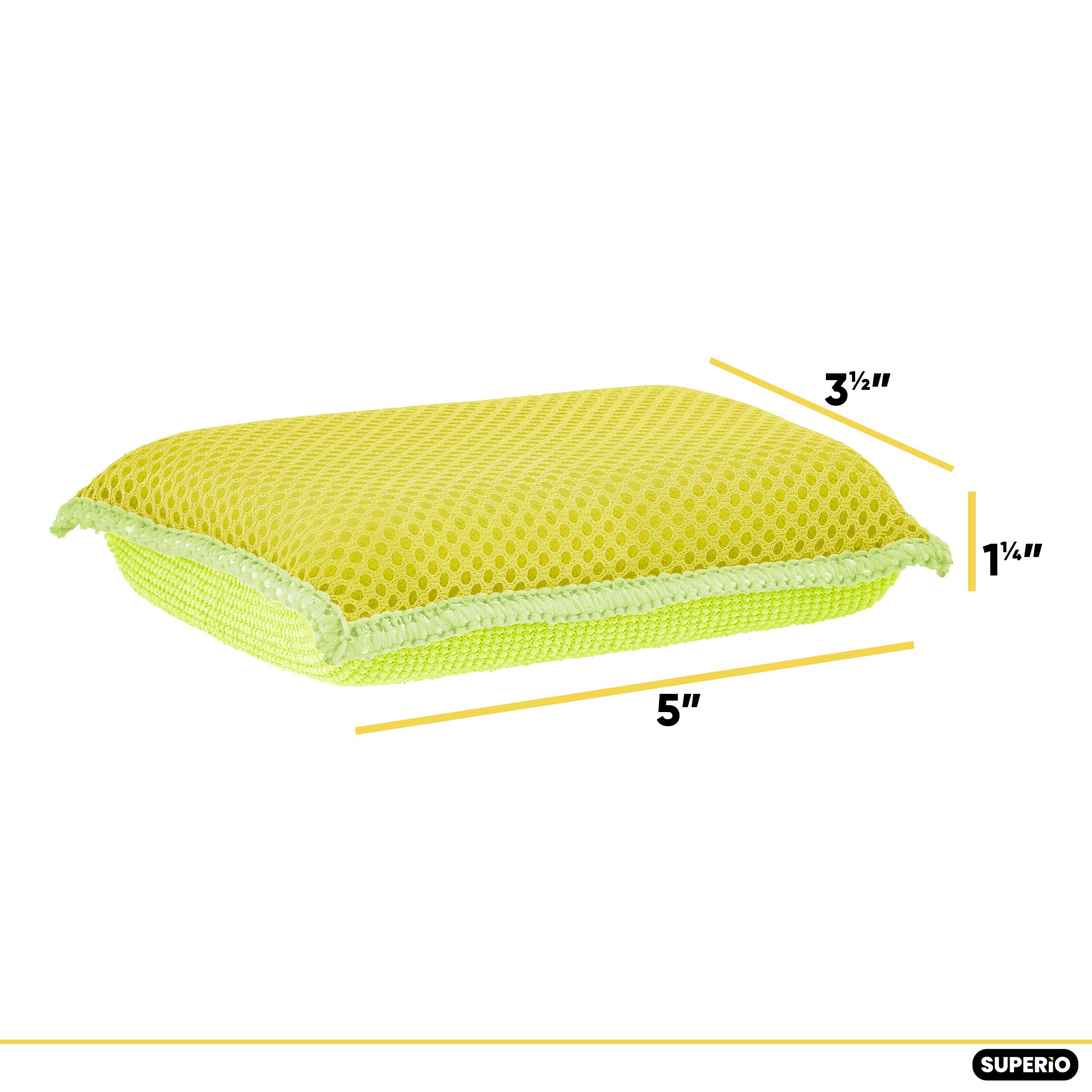 12-Pack Heavy Duty Microfiber Kitchen Sponges - Non-Scratch Dish Scrubber for Pots, Pans & Delicate Cookware | Multi-Purpose Cleaning Sponges for Household, Dishes & Kitchen Surfaces
