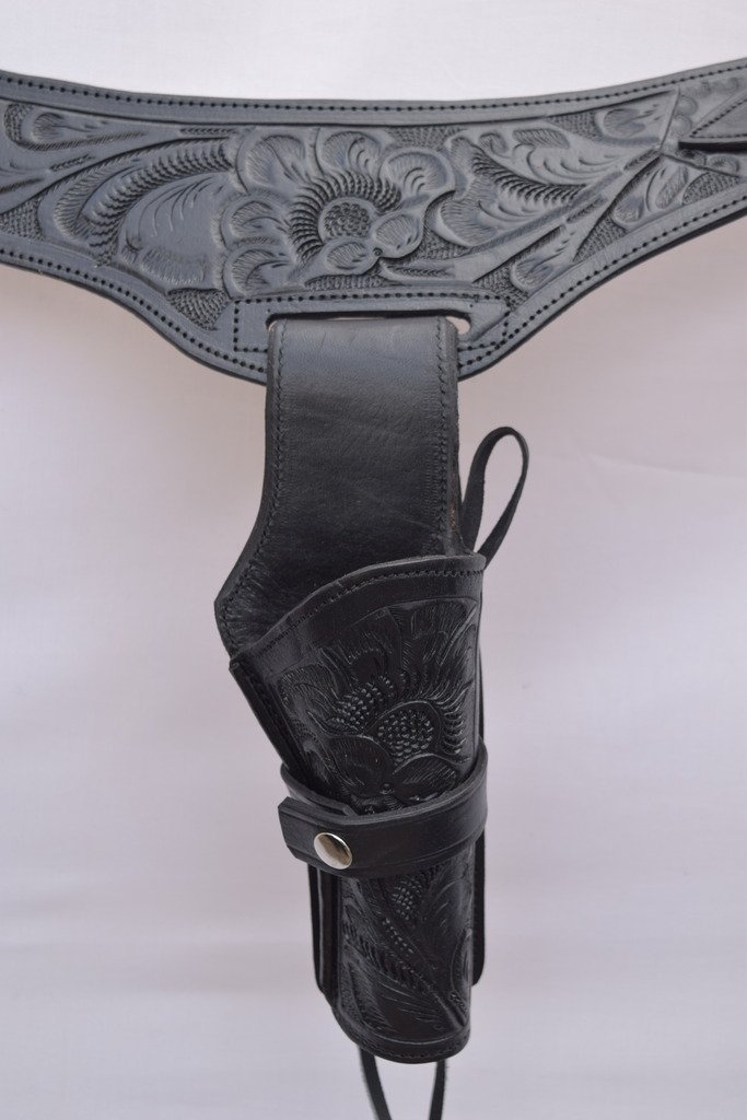 LEATHERTOWN USA® Genuine Leather Cowboy Western Style Gun Holster & Belt Rig for .44/.45 Cal - Single Drop Holster with Standard Short Barrel - Perfect for Cowboy Action Shooting, Reenactments & Western Wear