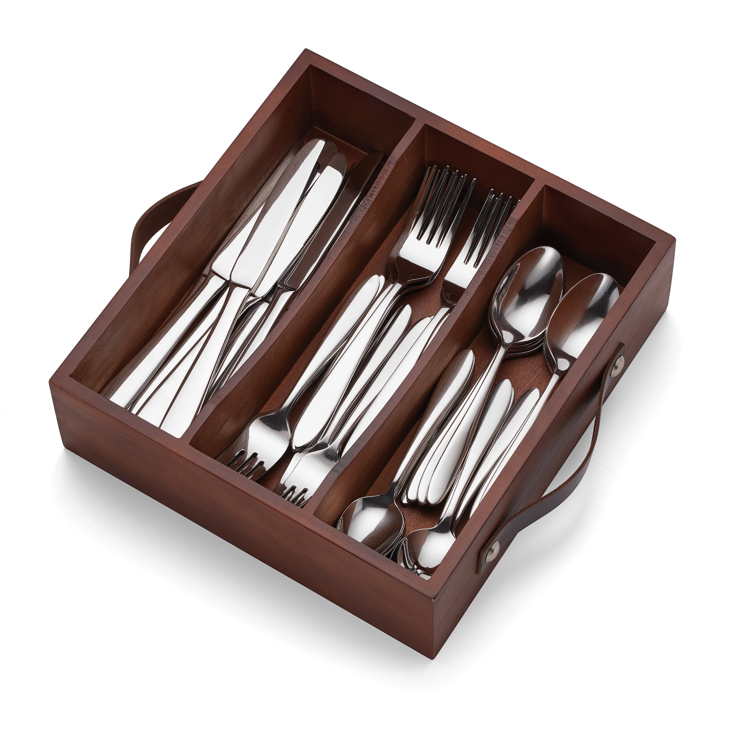 Mooncrest 30-Piece Stainless Steel Flatware Set with Storage Caddy - Elegant Silverware for 5-Person Place Settings, Perfect for Dinner Parties, Weddings & Everyday Dining