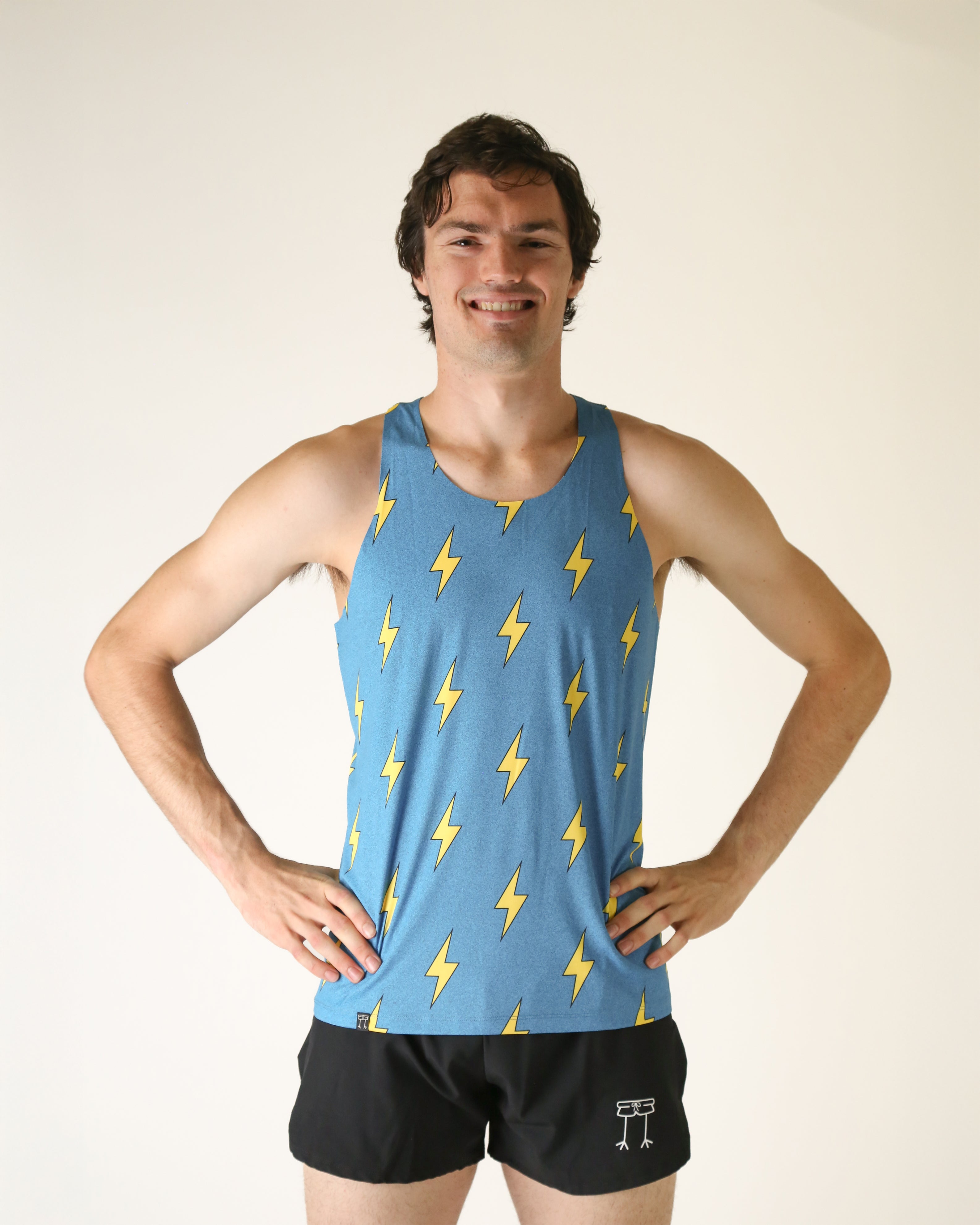 Men's Blue Bolts Performance Singlet - Breathable Workout Tank Top for Running & Gym - Lightweight Athletic Shirt for Men's Fitness & Training