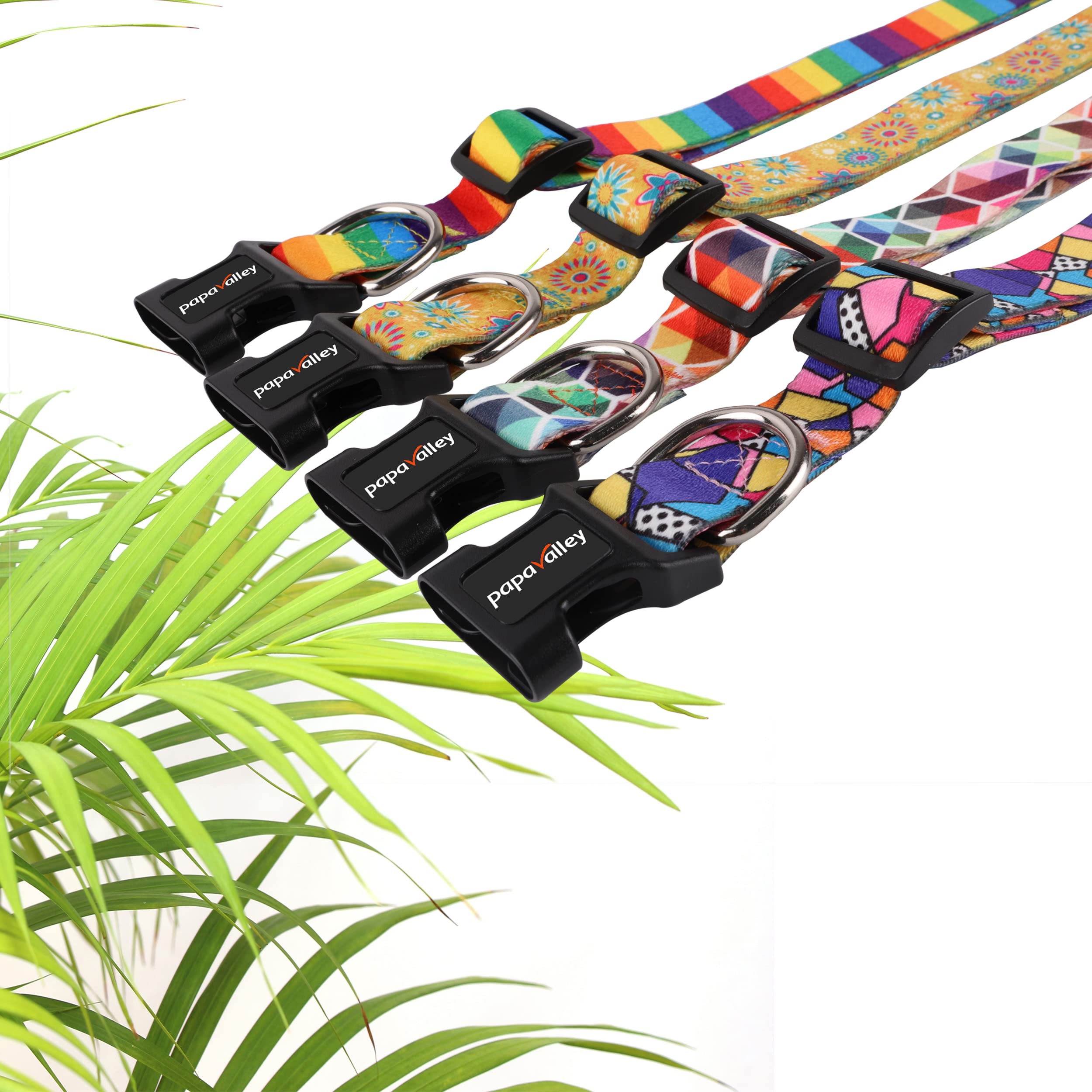 Adjustable Nylon Dog Collar with Safety Buckle - Small, Medium & Large Sizes for Puppies & Adult Dogs - Stylish Flower Pattern for Boys & Girls - Perfect for Walks, Training & Everyday Use