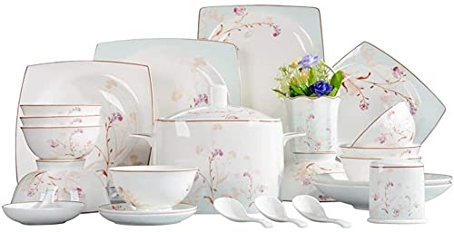 Luxury 50-Piece Porcelain Dinnerware Set with Gold Rims - 10-Person Table Setting Includes Dinner Plates, Soup Bowls, Salad Plates, Tea Cups & Saucers - Elegant Fine Dining & Formal Entertaining Tableware