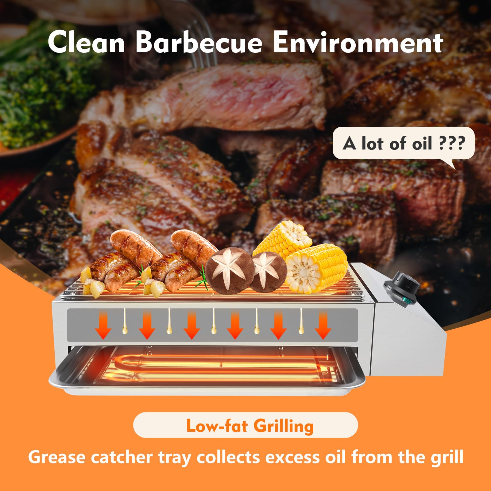 1800W Electric BBQ Griddle Grill - Portable Indoor/Outdoor Flat Top Grill for Raclette, Hibachi & Small Barbecues | Perfect for Family Dinners, Backyard Parties & Camping Trips