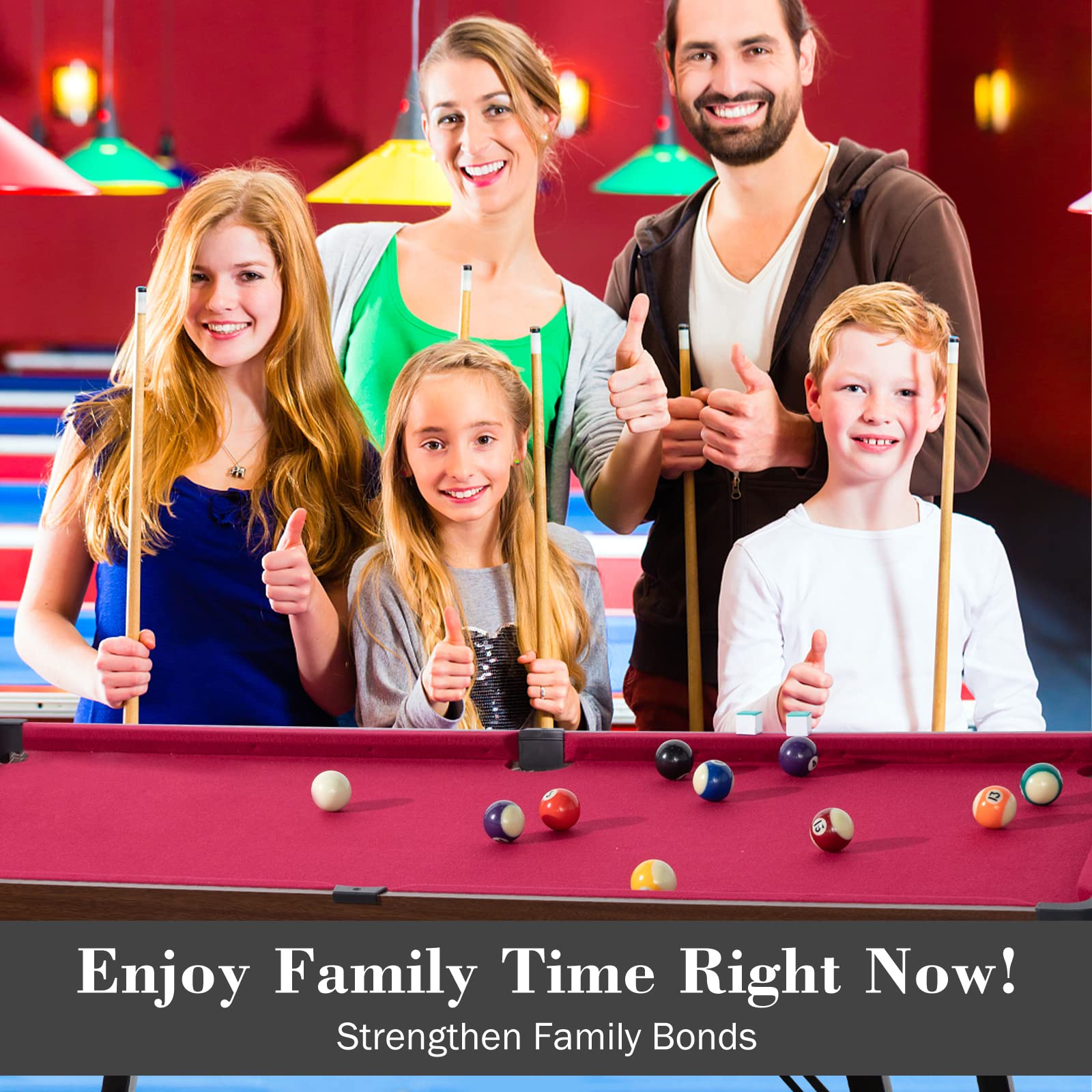 4.5ft Folding Pool Table Set - Portable Billiards Game Table for Kids & Adults with 2 Cue Sticks, 16 Balls, Triangle & Chalk - Perfect for Family Game Rooms, Indoor Entertainment & Party Fun