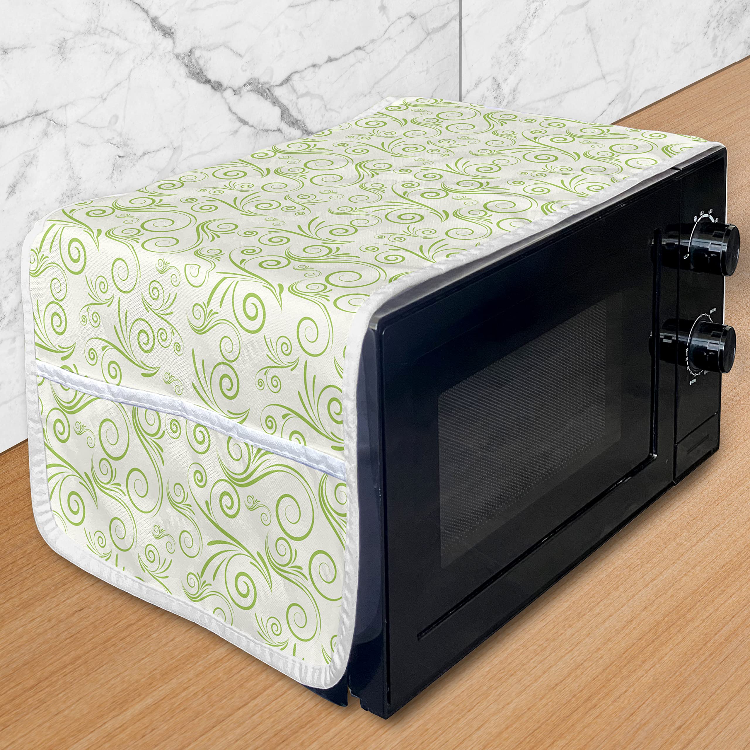Lunarable Vine Microwave Oven Cover - Waterproof Kitchen Organizer with Pockets, 36