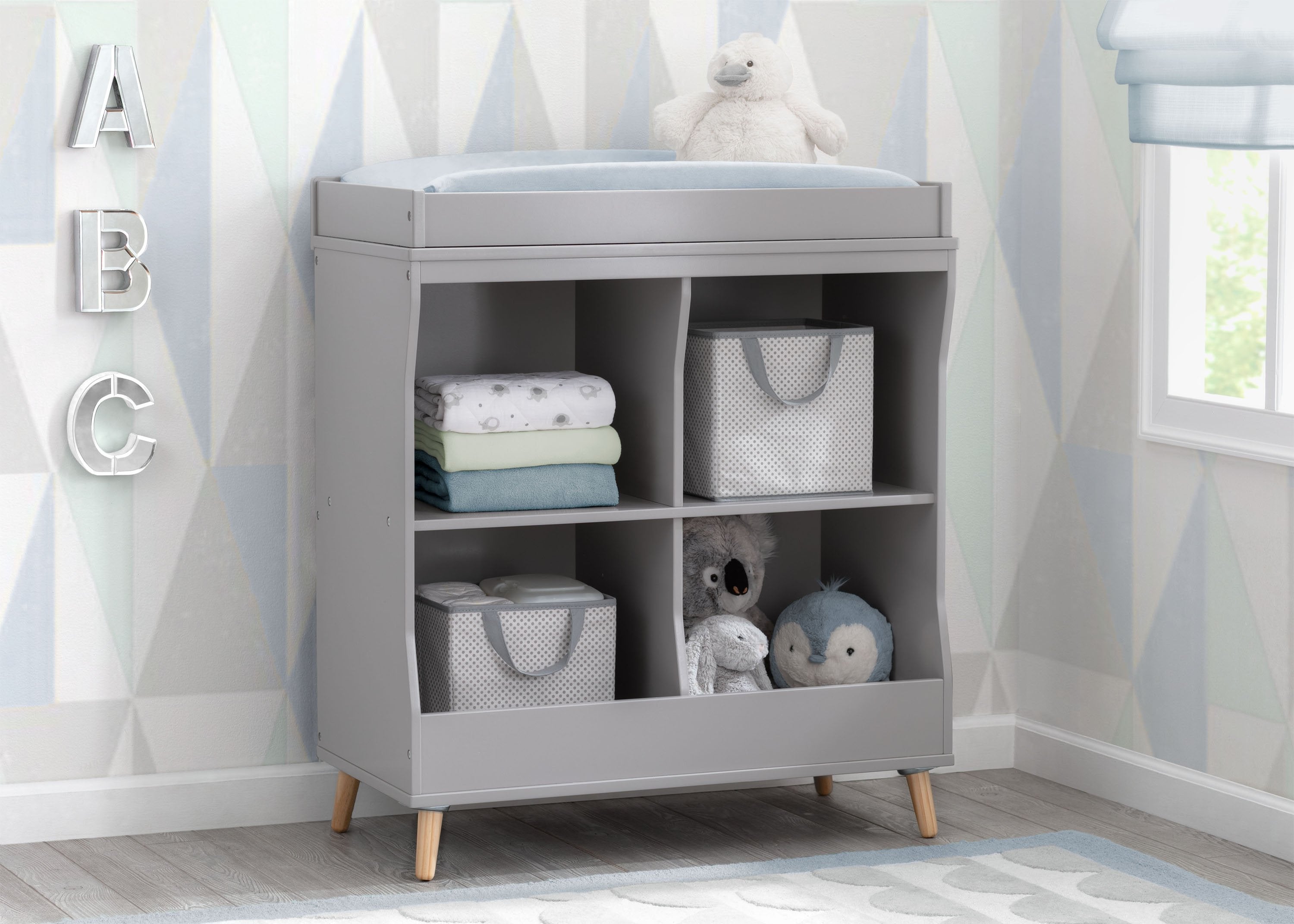Essex Changing Table with Bookcase - Nursery Dresser & Storage Organizer for Baby Essentials | Perfect for Diaper Changing, Baby Clothes, and Book Storage