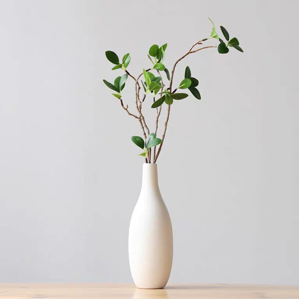Elegant White Ceramic Flower Vase Set of 2 - Small Decorative Table Centerpieces for Home, Living Room, Office & Wedding Decor | Perfect for Floral Arrangements, Interior Design & Gift Giving
