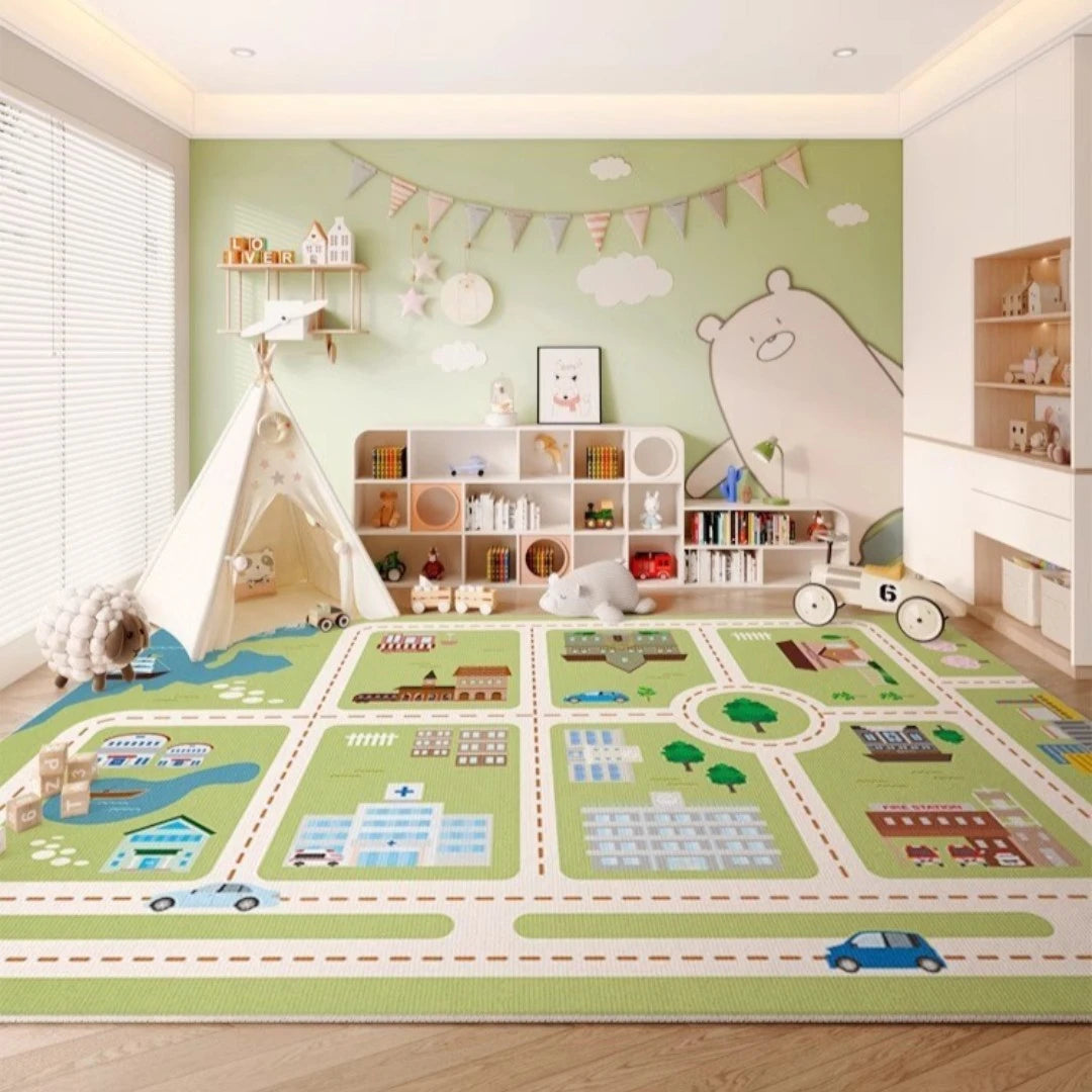 Premium Velvet Spillproof Nursery Rug for Kids - Soft & Durable Play Mat for Baby Crawling, Toddler Playroom & Daycare Flooring - Phyllis Wonderland Collection