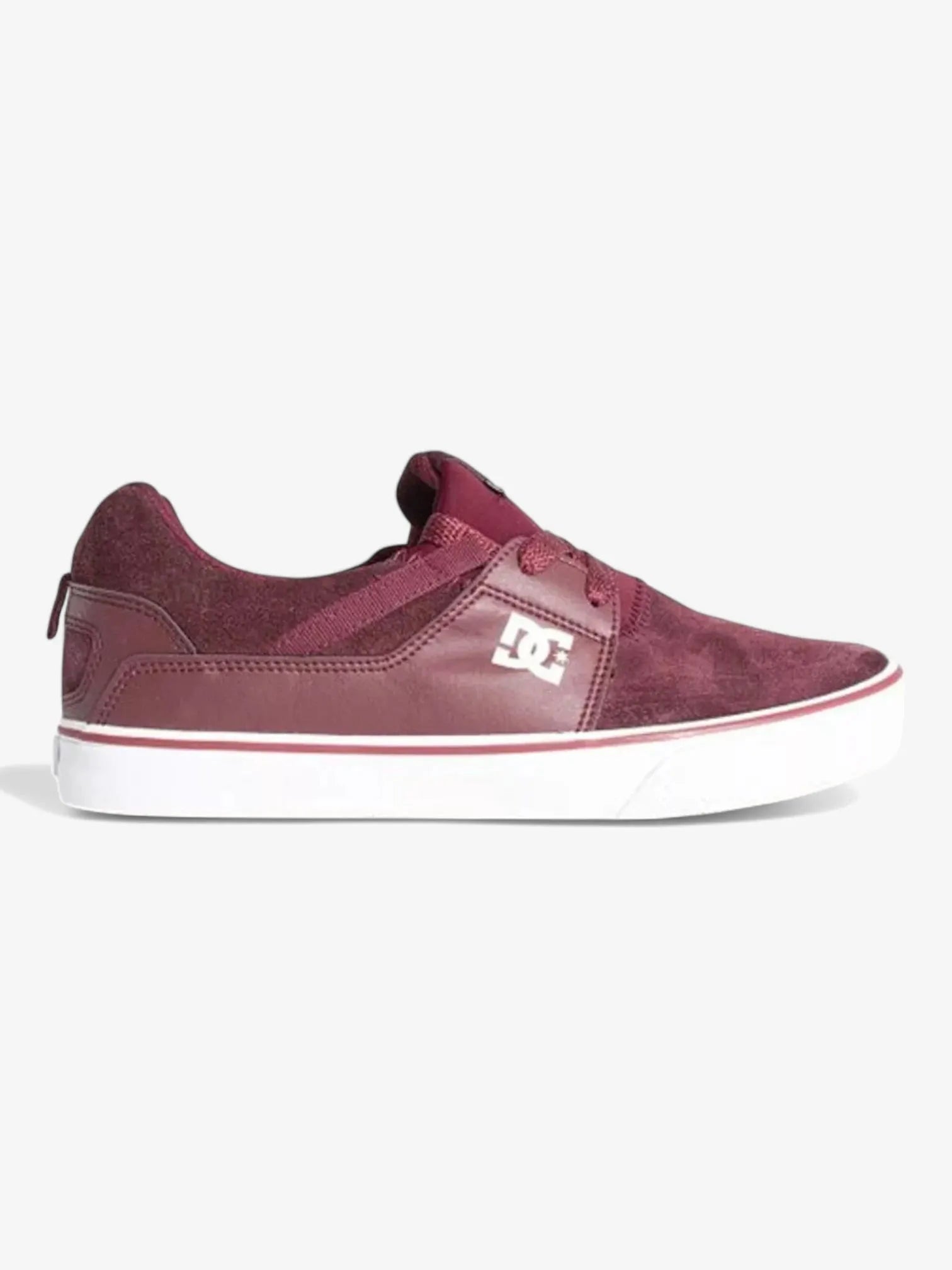 DC Heathrow Vulc Skate Shoes for Men - Red Burgundy Sneakers for Skateboarding, Casual Wear & Street Style