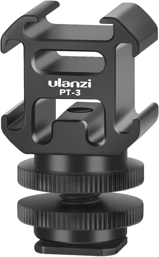 Ulanzi PT-3 Aluminum Camera Hot Shoe Mount Adapter with Triple Cold Shoe - Compatible with LED Lights, Monitors, Microphones & Studio Flash - Perfect for DSLR, Mirrorless & Video Camera Accessories - Ideal for Vlogging, Photography & Film Production