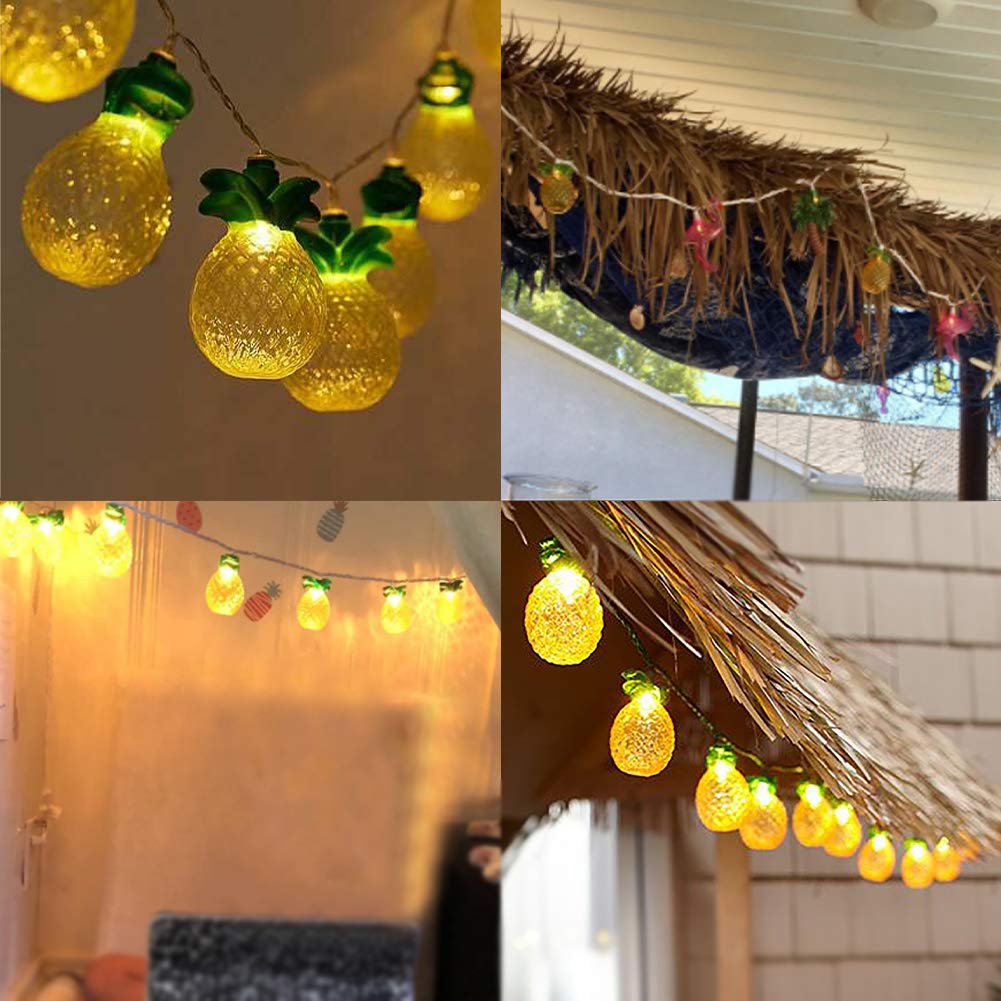 SUNSGNE Pineapple String Lights - 10 Pineapple Mini Incandescent Bulbs for Outdoor & Indoor Decor, Hawaiian Party Lights, Summer Patio Lighting | Perfect for Backyard Parties, Luau Events & Tropical Home Decoration
