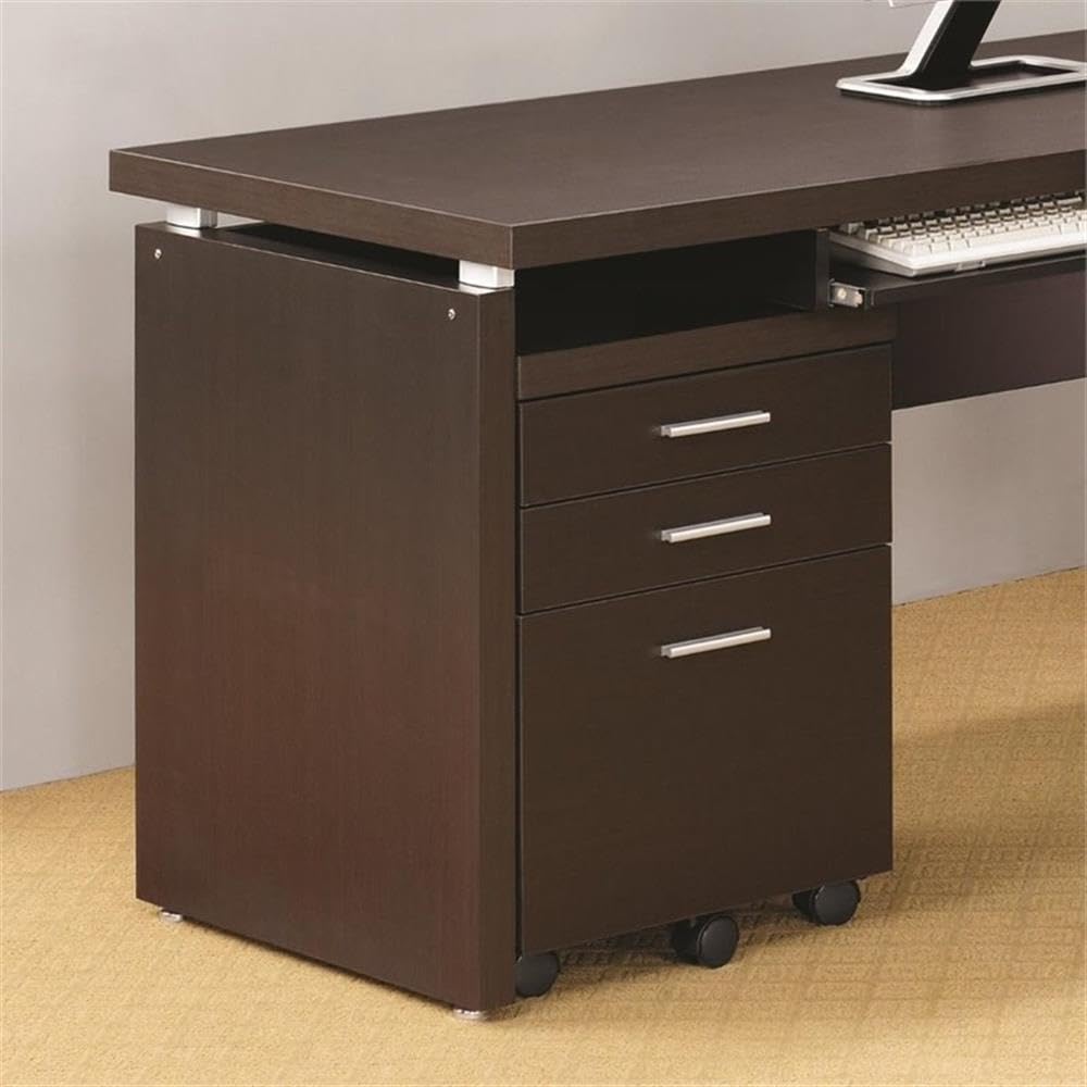 Stonecroft Ashbury 3-Drawer Mobile File Cabinet in Cappuccino - Rolling Storage Organizer for Office, Home, or Classroom Use