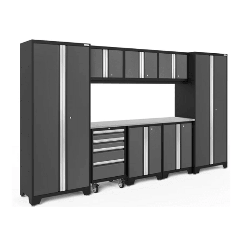 NEWAGE Bold Series 9-Piece Garage Storage Cabinet Set - 2 Base Cabinets, Tool Cabinet, Wall Cabinets & 30