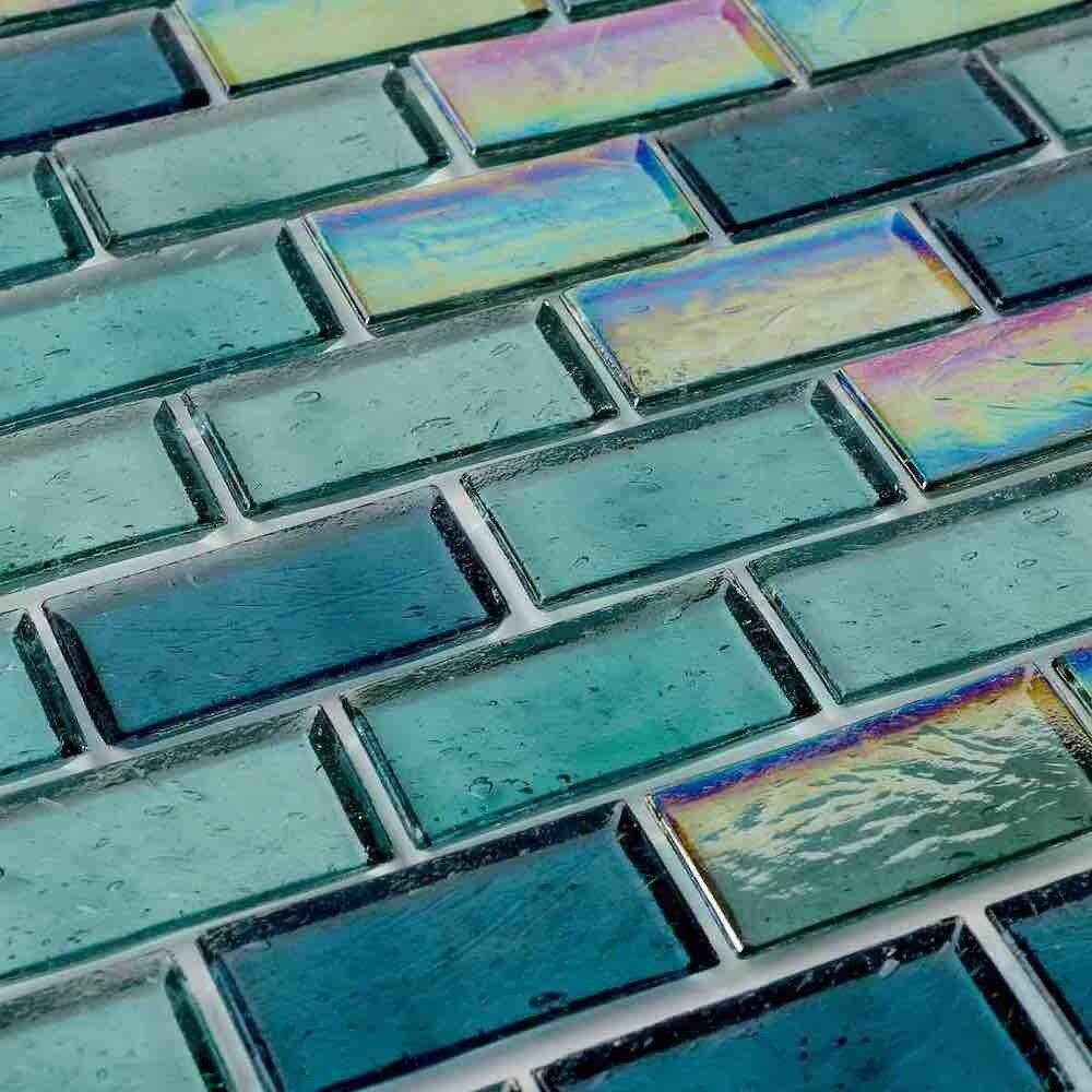 Iridescent Recycled Glass Tile - Turquoise 1
