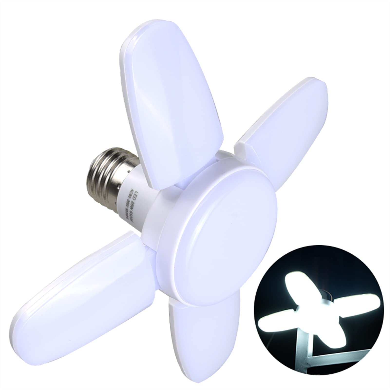 WSRZQ 28W Foldable E27 LED Bulb Fan with Remote Control - Durable AC85-265V Timing Light for Ceiling Lamps, Pendant Lights & Cafe Decor | Perfect for Home Lighting, Bedroom & Living Room Ambiance
