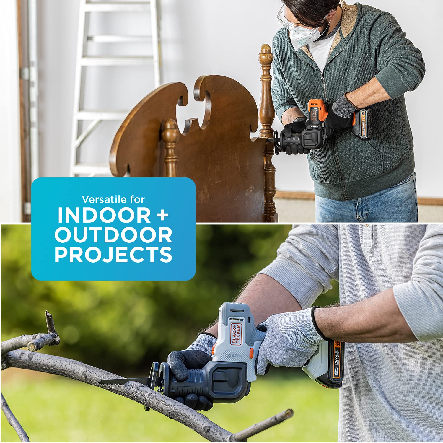 BLACK+DECKER 20V MAX Matrix Cordless Drill Combo Kit with Reciprocating Saw Attachment (BDCDMT120IA & BDCMTRS) - 2-Tool Power Tool Set for DIY Home Improvement, Woodworking, and Construction Projects