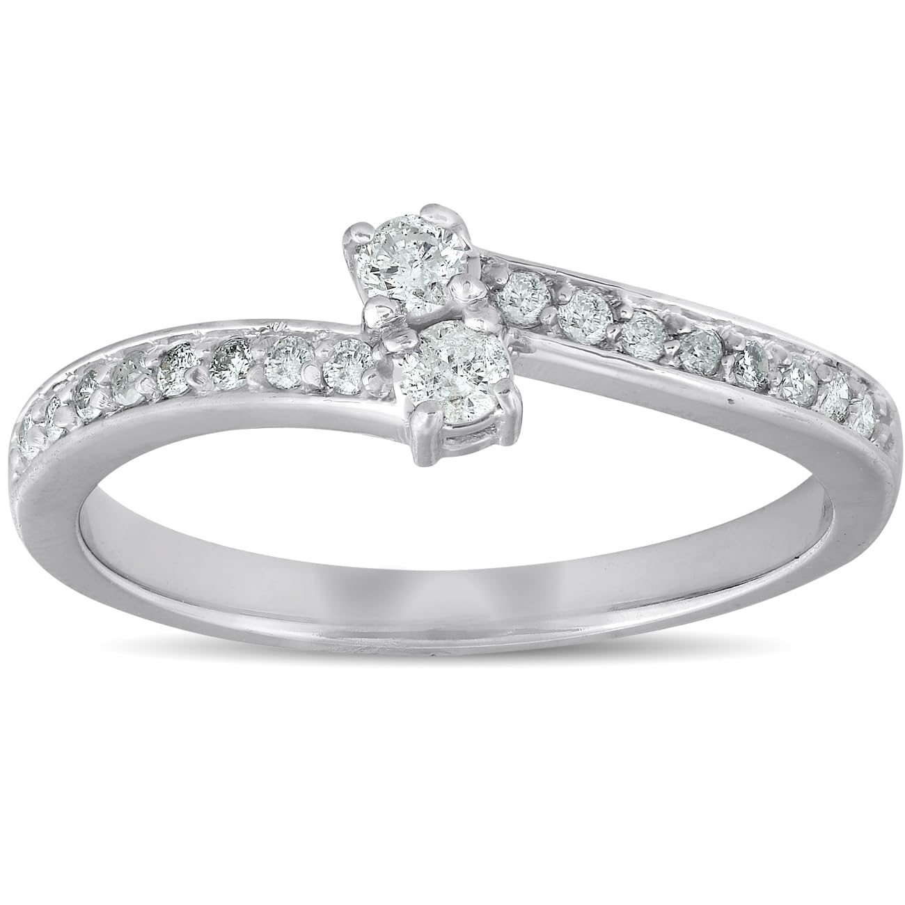 1/4 Carat Two Stone Diamond Engagement Ring - Forever Us Wedding Band in 14K White Gold for Anniversary & Proposal - Perfect for Romantic Occasions & Special Moments