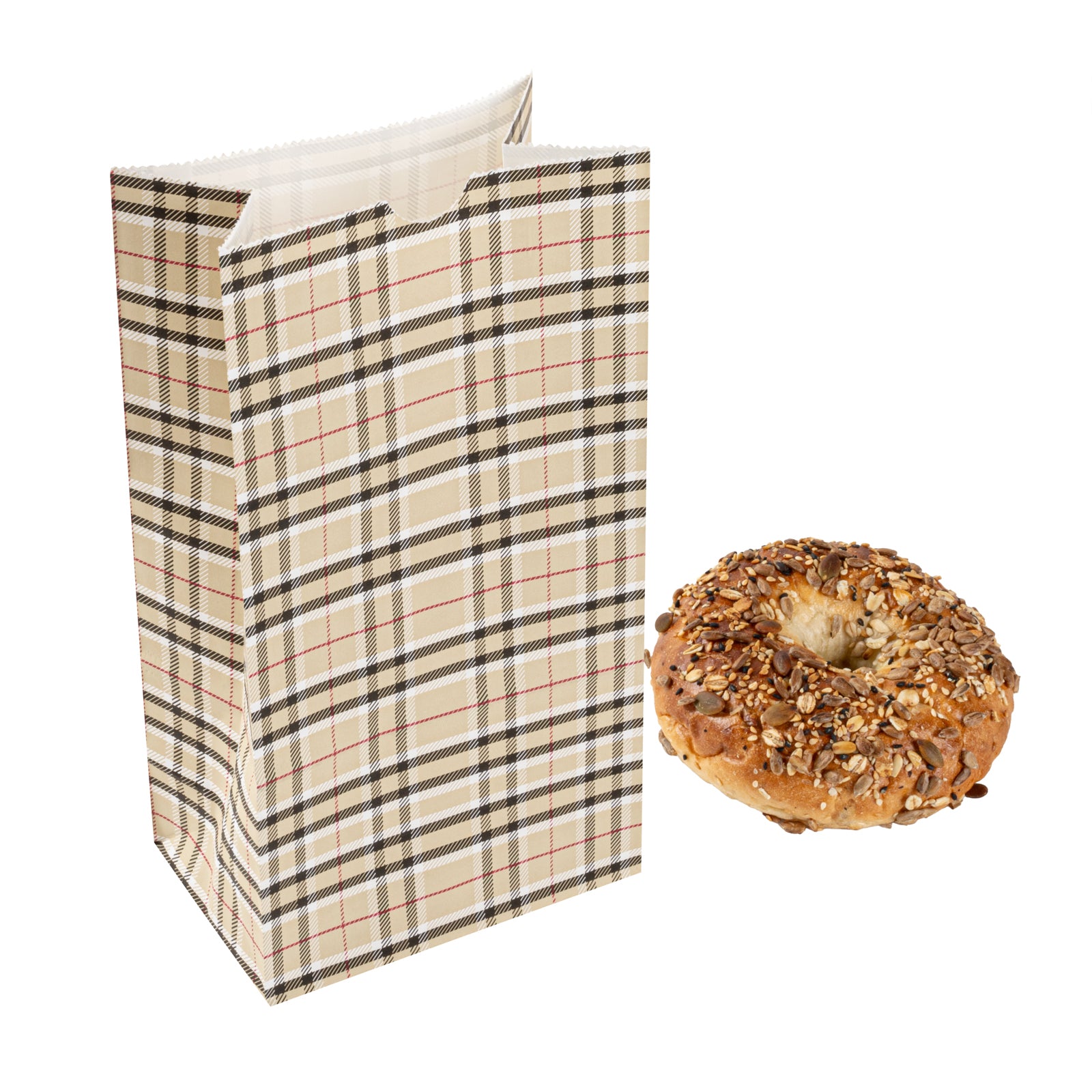 Premium Plaid Paper Bags 4 lb Capacity - 5 x 3.25 x 9.5 Inches - Pack of 100 - Eco-Friendly Gift & Party Favor Bags for Weddings, Birthdays & Retail Packaging