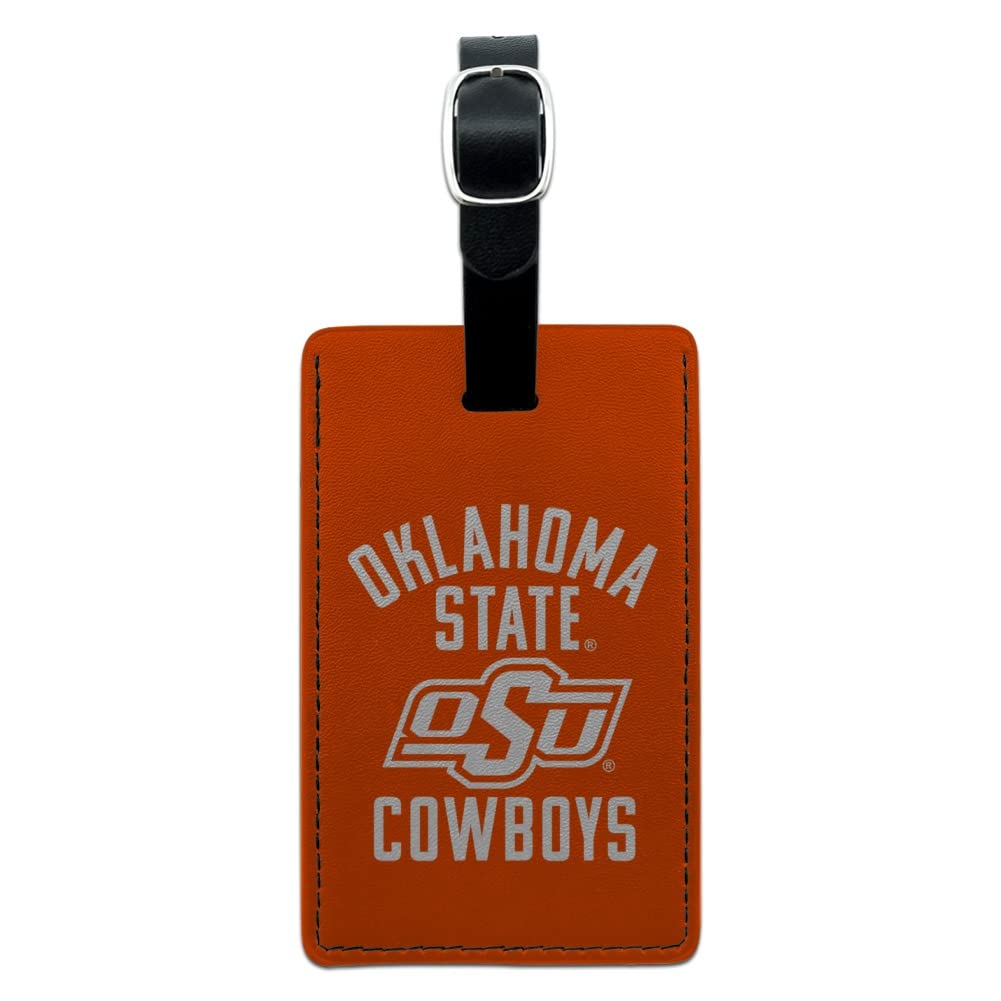 Oklahoma State University Cowboys Leather Luggage Tag - Rectangle Carry-On ID Card Holder for Travel Bags, Suitcases & Backpacks | Perfect for College Students, Alumni & Fans