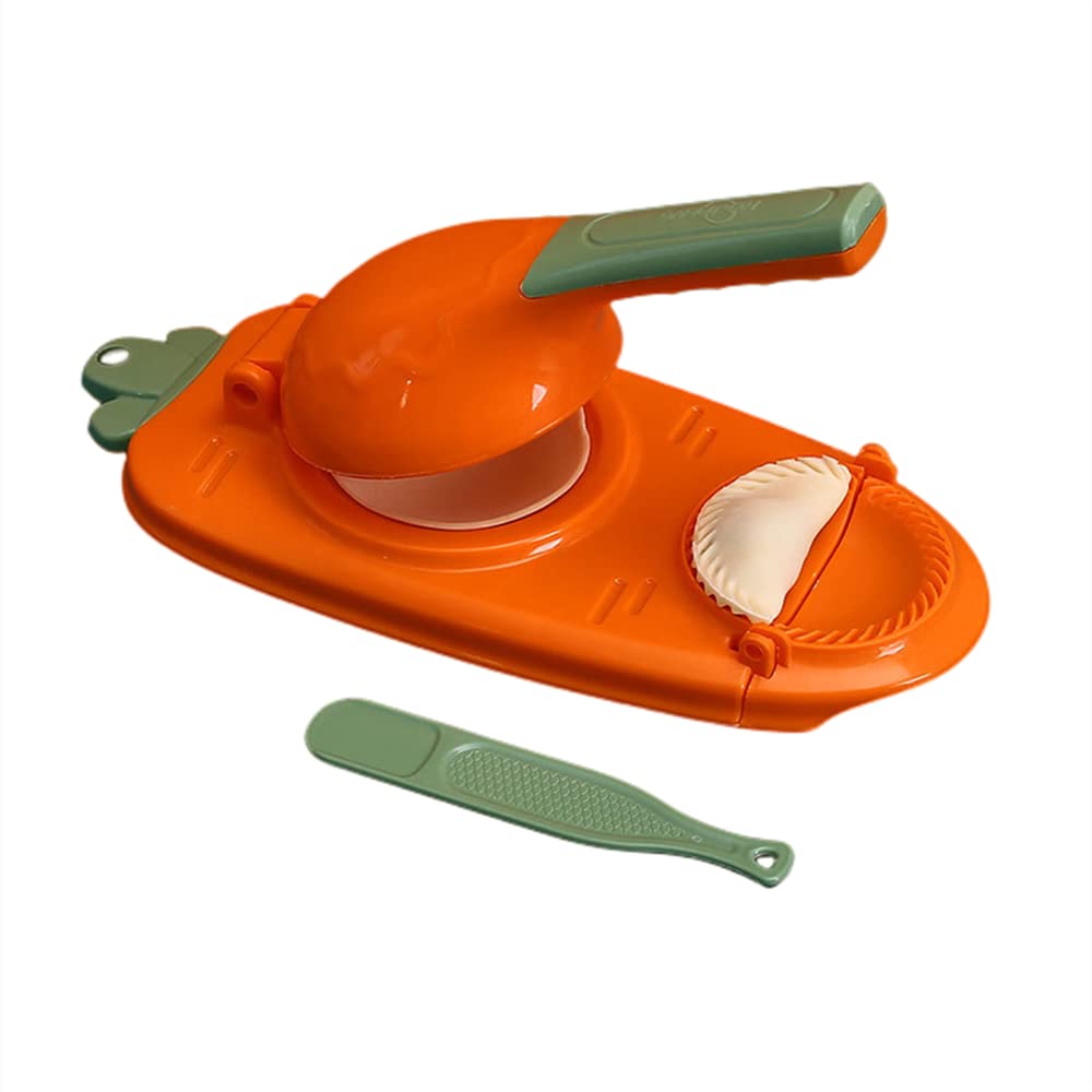 BINQILIN 2-in-1 Dumpling Maker Mold - Manual Dumpling Press & Pastry Dough Press Tool for Homemade Dumplings (Orange) | Perfect for Asian Cooking, Family Meal Prep & Kitchen DIY Projects