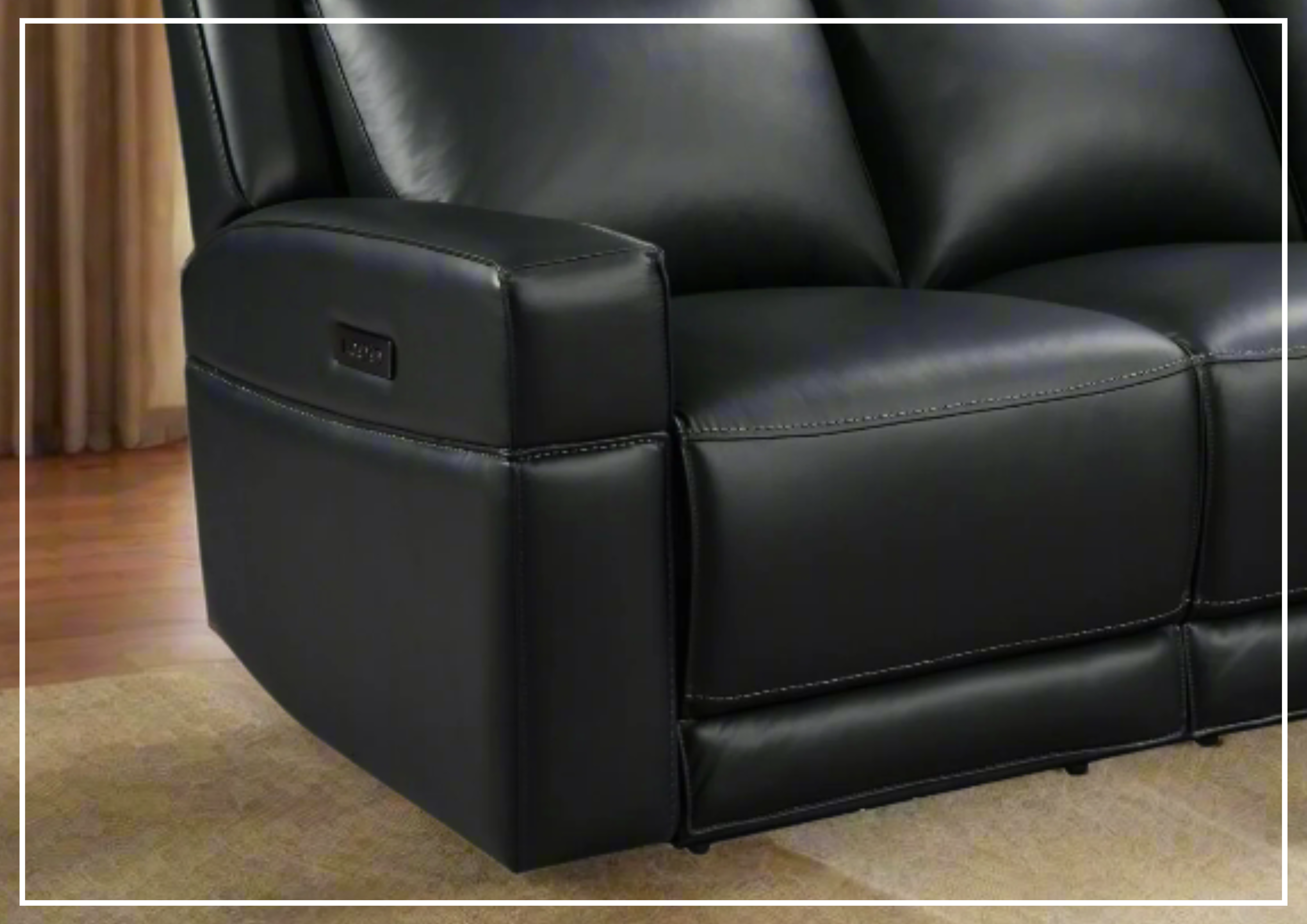 Gio Italia Power Reclining 3-Seater Leather Sofa - Black Genuine Leather Living Room Couch with USB Charging | Perfect for Home Theater, Family Room & Lounge Relaxation