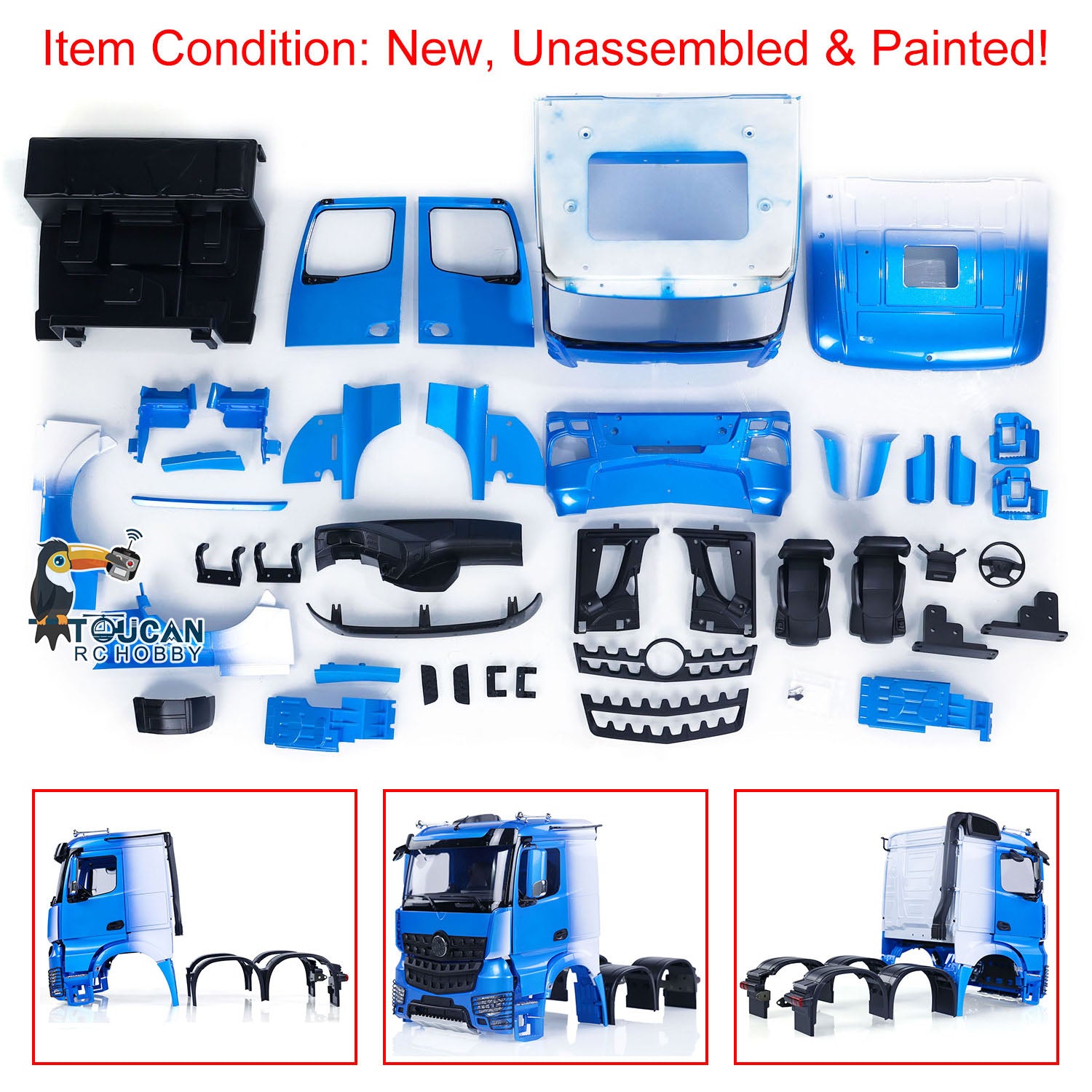 1/14 Scale Plastic Painted Cabin Body Shell Set for 6x6 RC Tractor Truck | Compatible with 6X4 Electric Radio Controlled Vehicles | Hobby Model K3363 Kit | Perfect for Off-Road Racing and DIY RC Car Projects