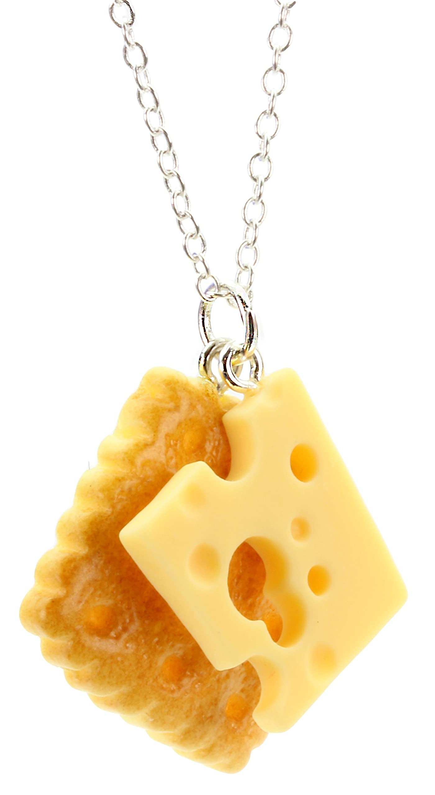 Bluebubble NIBBLES Cheese and Biscuit Charm Necklace - Cute Food Jewelry Gift for Women & Girls - Perfect for Birthdays, Parties & Everyday Wear