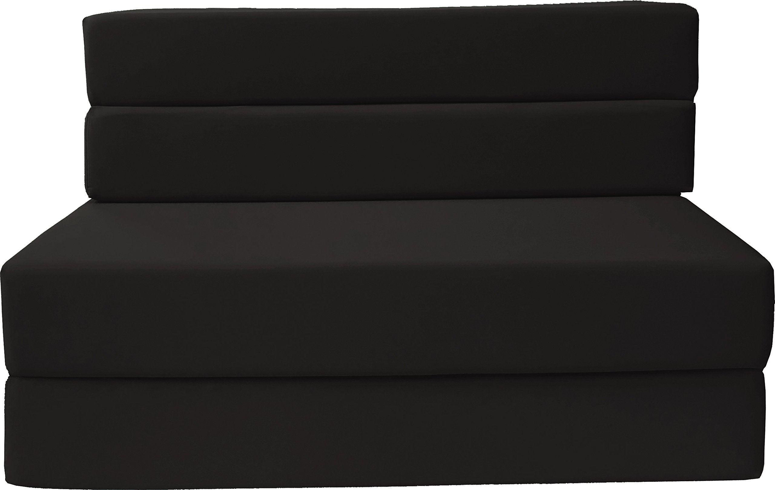 D&D Futon Furniture Folding Foam Mattress - Full Size Black Convertible Sofa Chair Bed for Guest Room, Small Space & Dorm | Multi-Functional Sleeper for Living Room, Office & Studio Apartments
