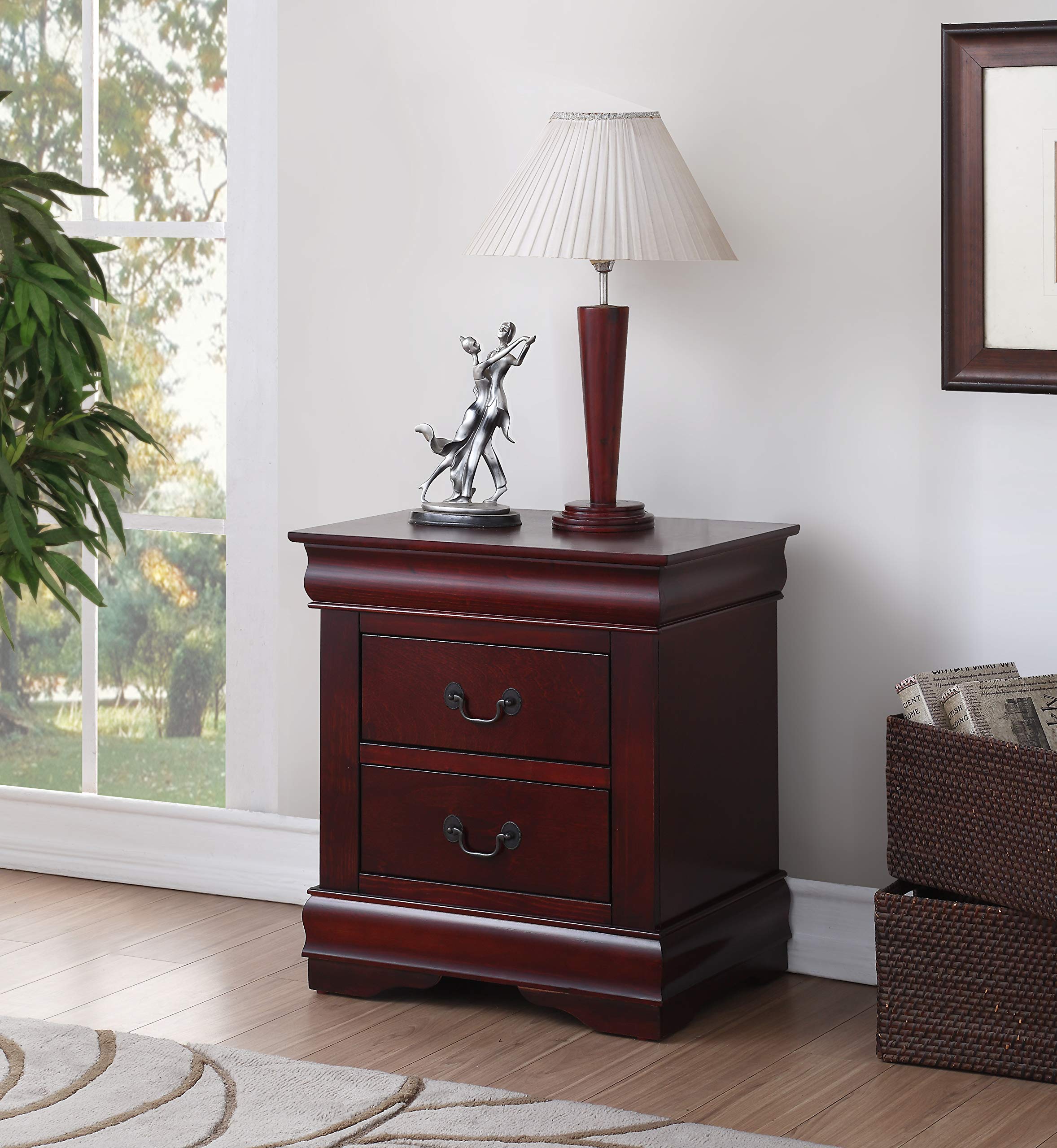 Harper & Bright Designs 2-Drawer Nightstand - Small Dresser with Storage for Bedroom, Living Room, College Dorm - Cherry Wood End Table & Bedside Furniture for Home Decor, Apartment Essentials & Small Spaces