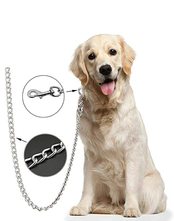 **Pups&Pets Heavy Duty 5ft Stainless Steel Dog Leash with Adjustable 12-16 Inch Nylon Collar – Non-Toxic, Durable Combo for Small & Medium Dogs (Black) – Perfect for Walking, Training & Outdoor Adventures**