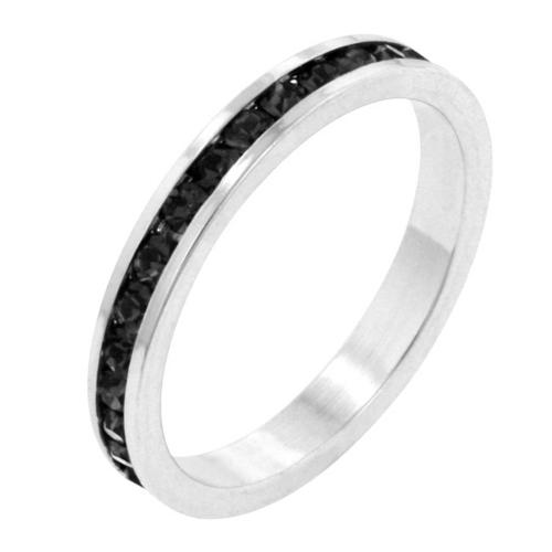 Elegant Stackable Jet Black Crystal Rings for Women - Trendy Layered Jewelry for Everyday Wear & Special Occasions