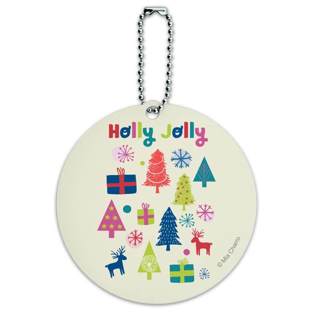 Festive Christmas Round Luggage ID Tag - Personalized Suitcase & Carry-On Bag Identifier for Holiday Travel - Perfect for Airports, Cruise Vacations & Gift Giving