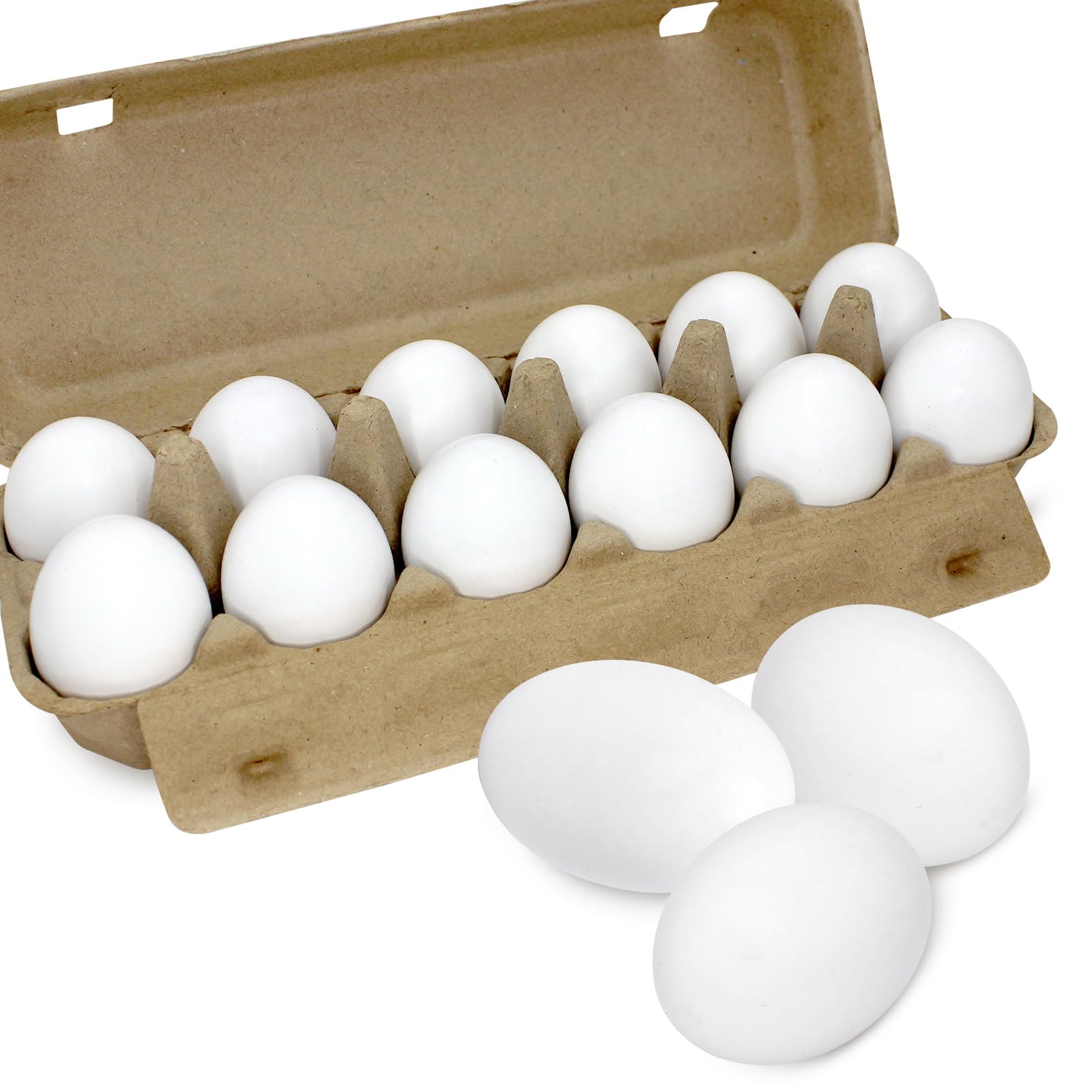 12 PCS White Wooden Eggs for Painting - Fake Easter Eggs, DIY Crafts, Easter Decorations - Perfect for Easter Basket Fillers, Home Decor, and Chicken Coop Training